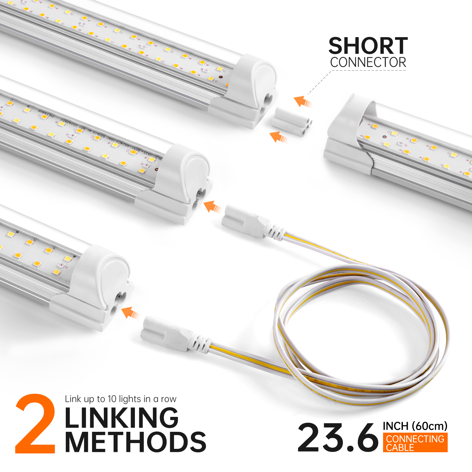 Bstrip T8 Grow Light 1.4FT, 18W Full Spectrum LED Plant Light with 660nm Red LEDs & Timer, High PPFD 314 μmol/m²/s Grow Lamp for Indoor Plants, Seed Starting, Greenhouse, 2-Pack