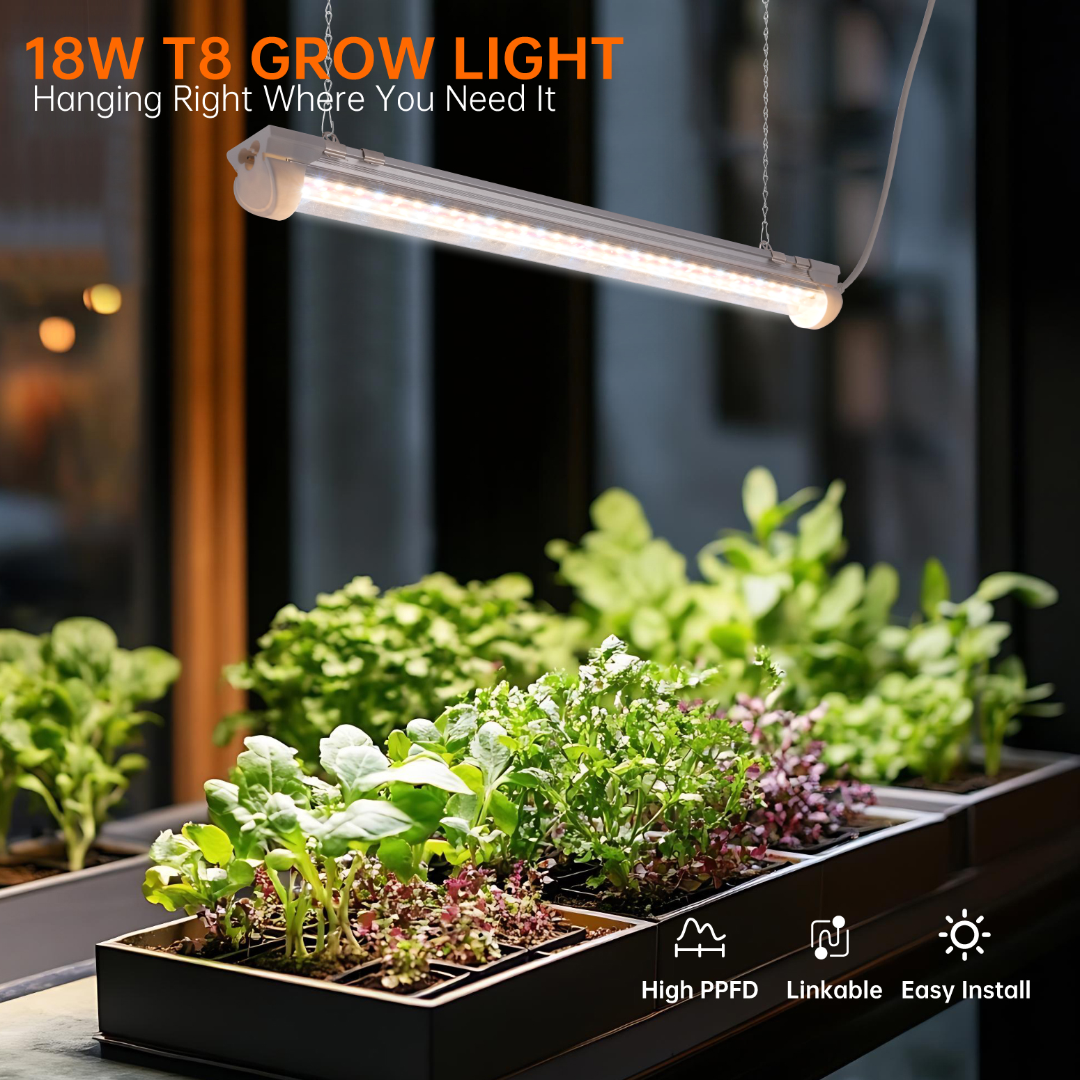 Bstrip T8 Grow Light 2FT, 24W Full Spectrum LED Plant Light with 660nm Red LEDs & Timer, High PPFD 343.7 μmol/m²/s Grow Lamp for Indoor Plants, Seed Starting, Greenhouse, 2-Pack
