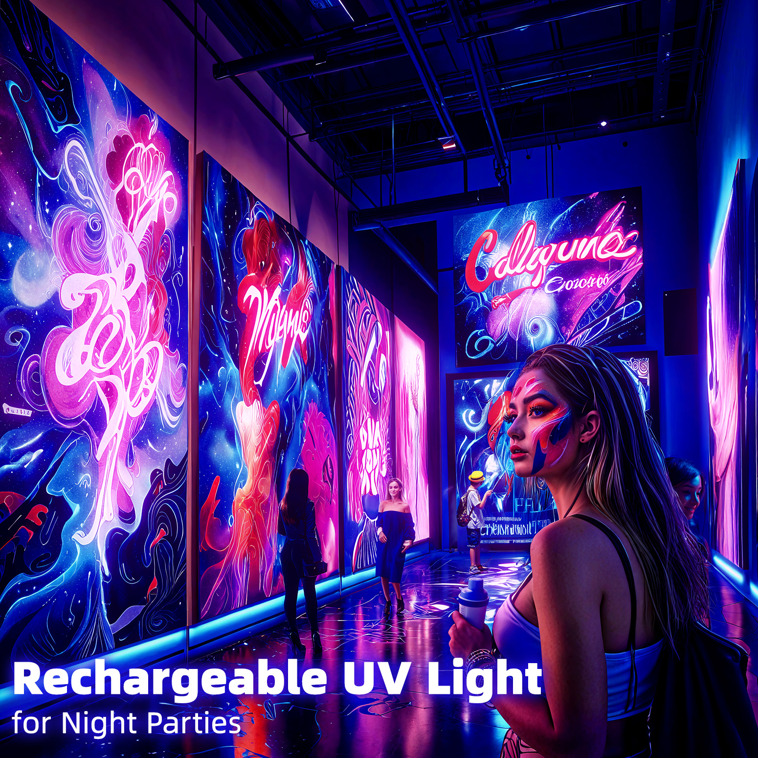 Bstrip Rechargeable Black Light, 2-Pack 11.8 Inch Battery Powered UV Blacklight Bar with 6000mAh Battery, 395-400nm Portable Magnetic Black Light for Glow Parties, Halloween, Body Paint, Pet Stain Detection