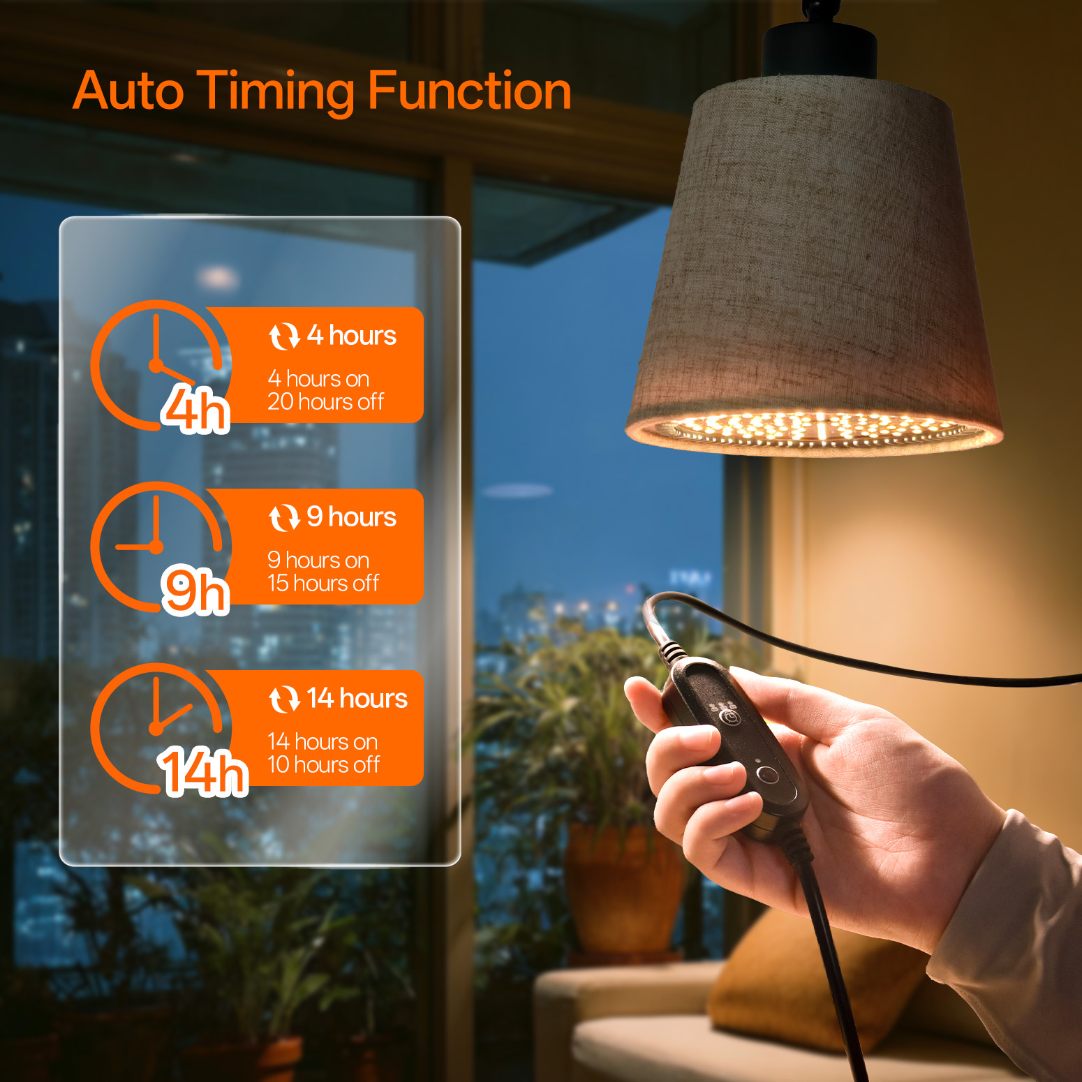 Bstrip 25W Hanging Grow Light for Indoor Plants, Full Spectrum Plant Light with 4/9/14H Timer, 3000K Decorative LED with Linen Shade, 9.8FT Cord, Wall/Ceiling Mount for Tall Plants, Flowers, Potted Trees