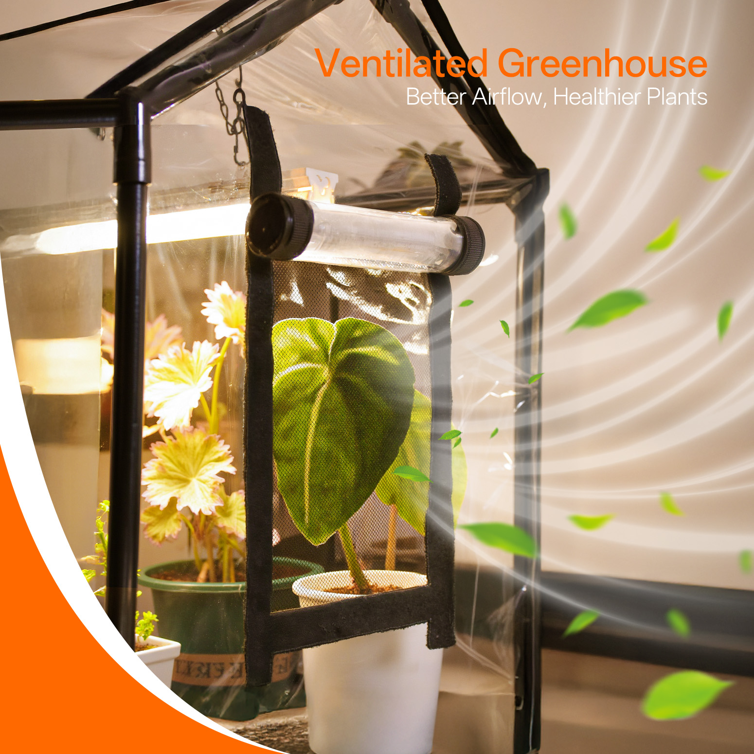 Bstrip Indoor Greenhouse with Grow Light, 23.8"x15.7"x20.5" Mini Grow Tent with 18W Full Spectrum LED Light & Timer, PE Base Mat & Ventilation Windows for Seed Starting, All-Season Indoor Gardening