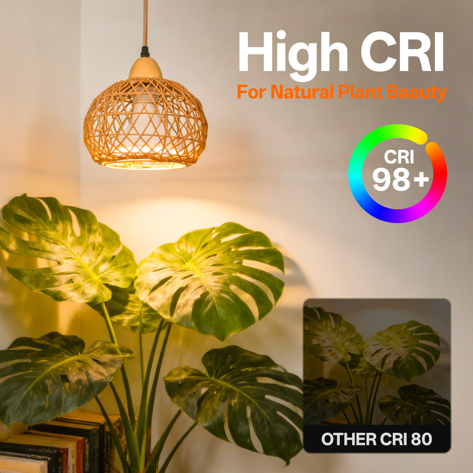 Bstrip 18W Full Spectrum Hanging Grow Light with Timer & Rattan Shade for Indoor Plants