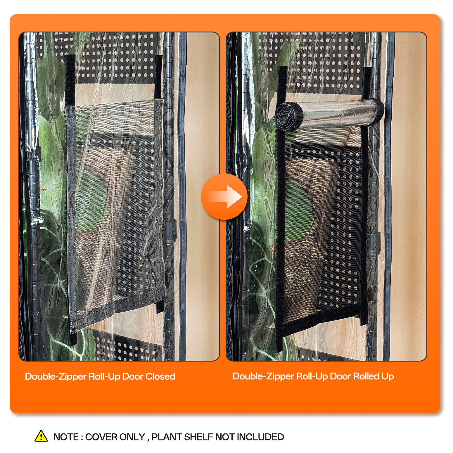 Bstrip PP72-ZP Greenhouse Replacement Cover with Base Tray, 30.7" x 14.5" x 57.8" Waterproof EVA Grow Tent for 29.5" x 13.7" x 59" Plant Shelf, Transparent Indoor Plant Cover with Roll-Up Door & Ventilation Windows