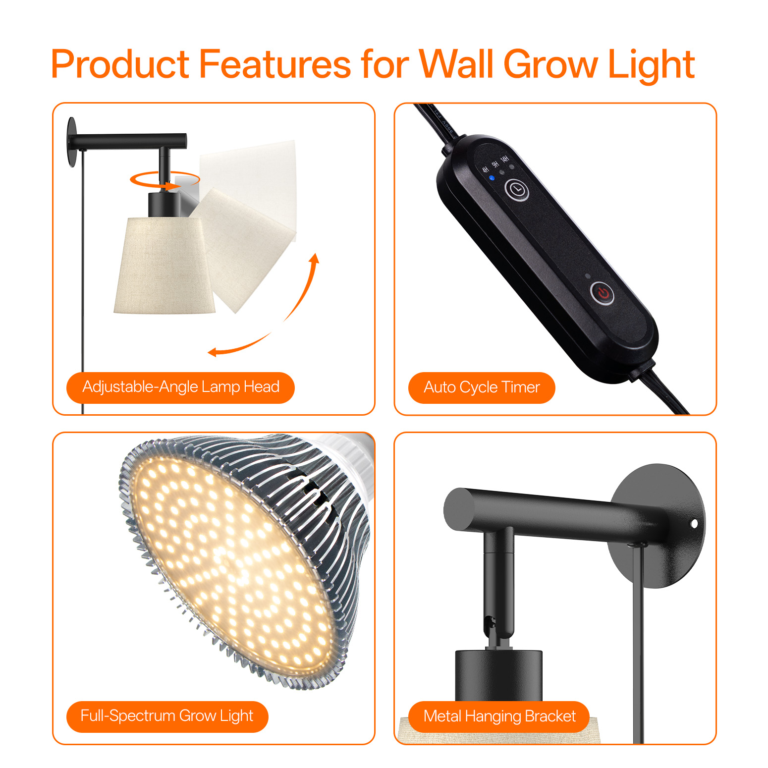 Bstrip 25W Hanging Grow Light for Indoor Plants, Full Spectrum Plant Light with 4/9/14H Timer, 3000K Decorative LED with Linen Shade, 9.8FT Cord, Wall/Ceiling Mount for Tall Plants, Flowers, Potted Trees