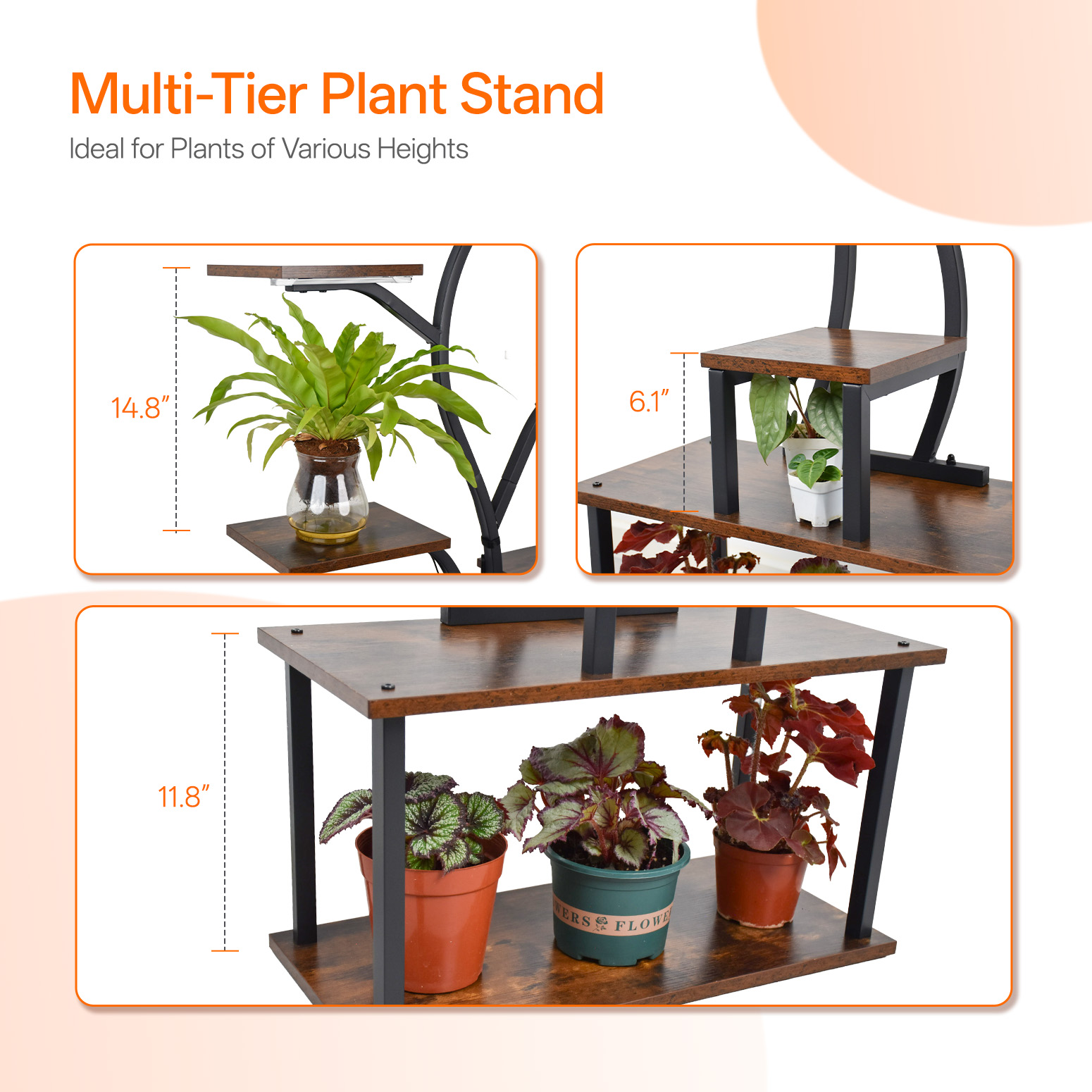 Bstrip 63 Inch 10-Tier Plant Stand with Grow Light, Tree Shaped Design Indoor Plant Shelf for Home Corner and Patio