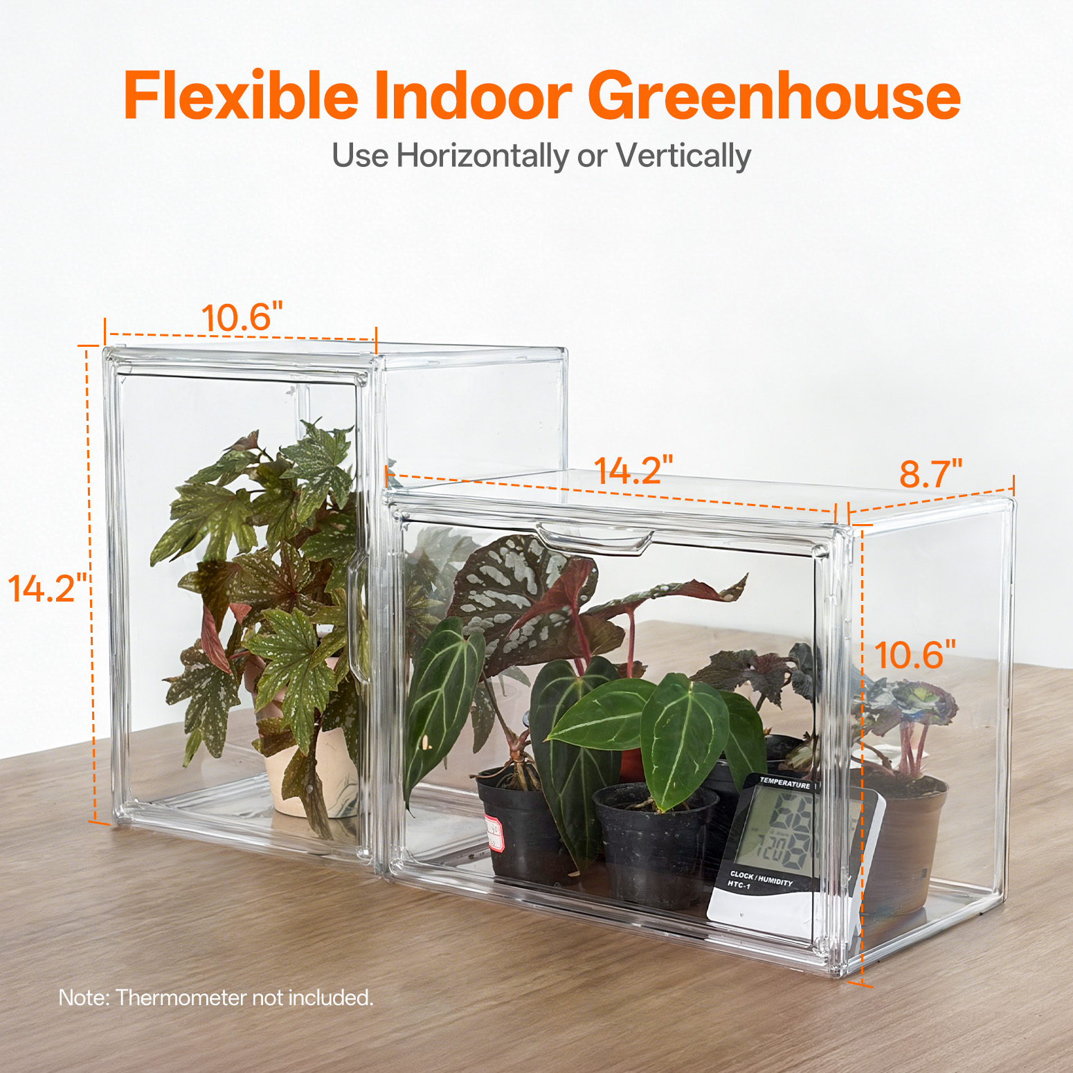 Bstrip Stackable Mini Greenhouse with Grow Light, Magnetic Humidity Control Display Case with LED Timer