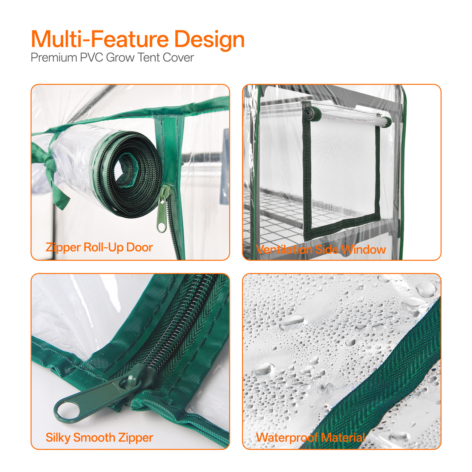 Bstrip 74.8" 5-Tier Indoor Greenhouse with Grow Lights, Large Grow Tent with Timer, PVC Cover and Ventilation System