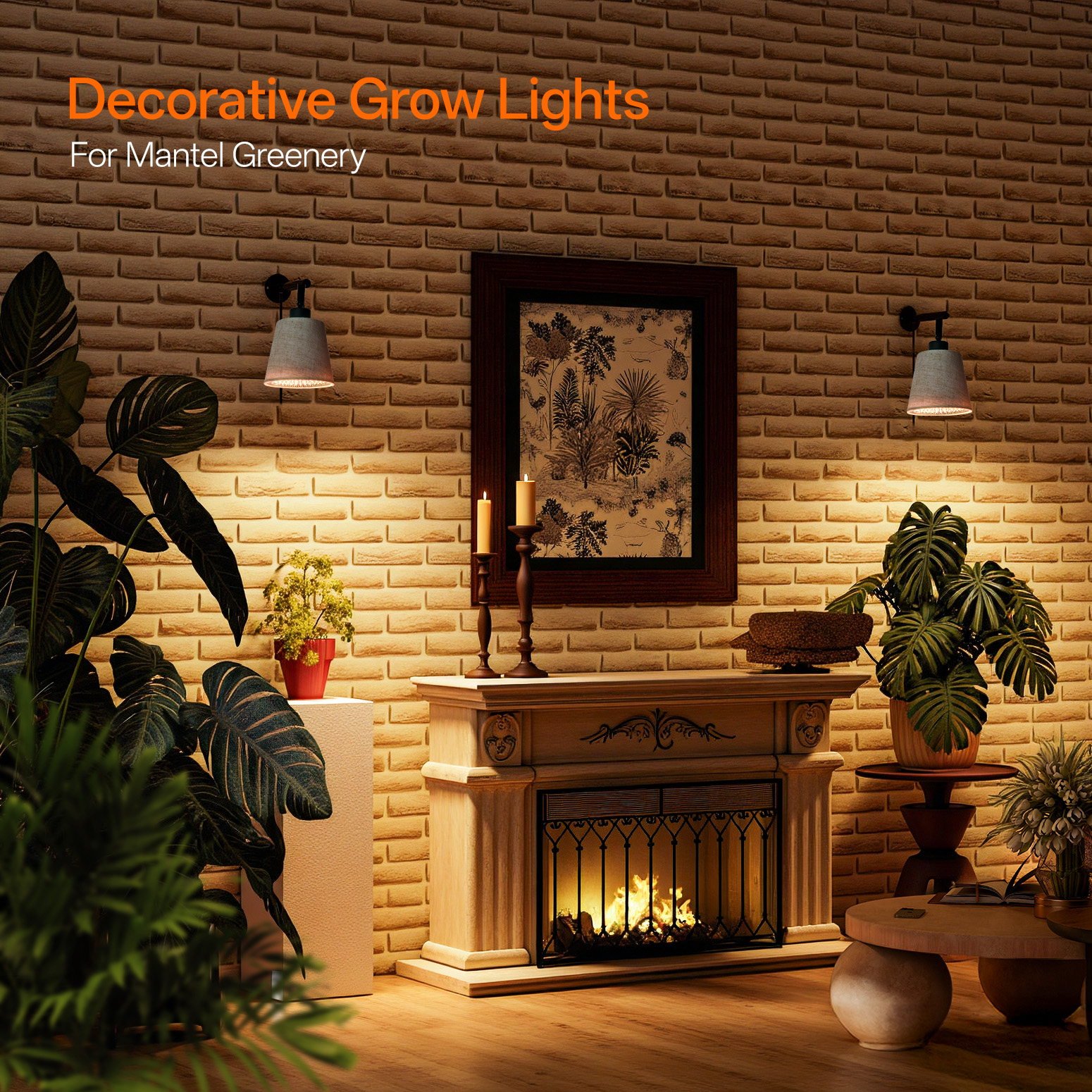 Bstrip 25W Hanging Grow Light for Indoor Plants, Full Spectrum Plant Light with 4/9/14H Timer, 3000K Decorative LED with Linen Shade, 9.8FT Cord, Wall/Ceiling Mount for Tall Plants, Flowers, Potted Trees