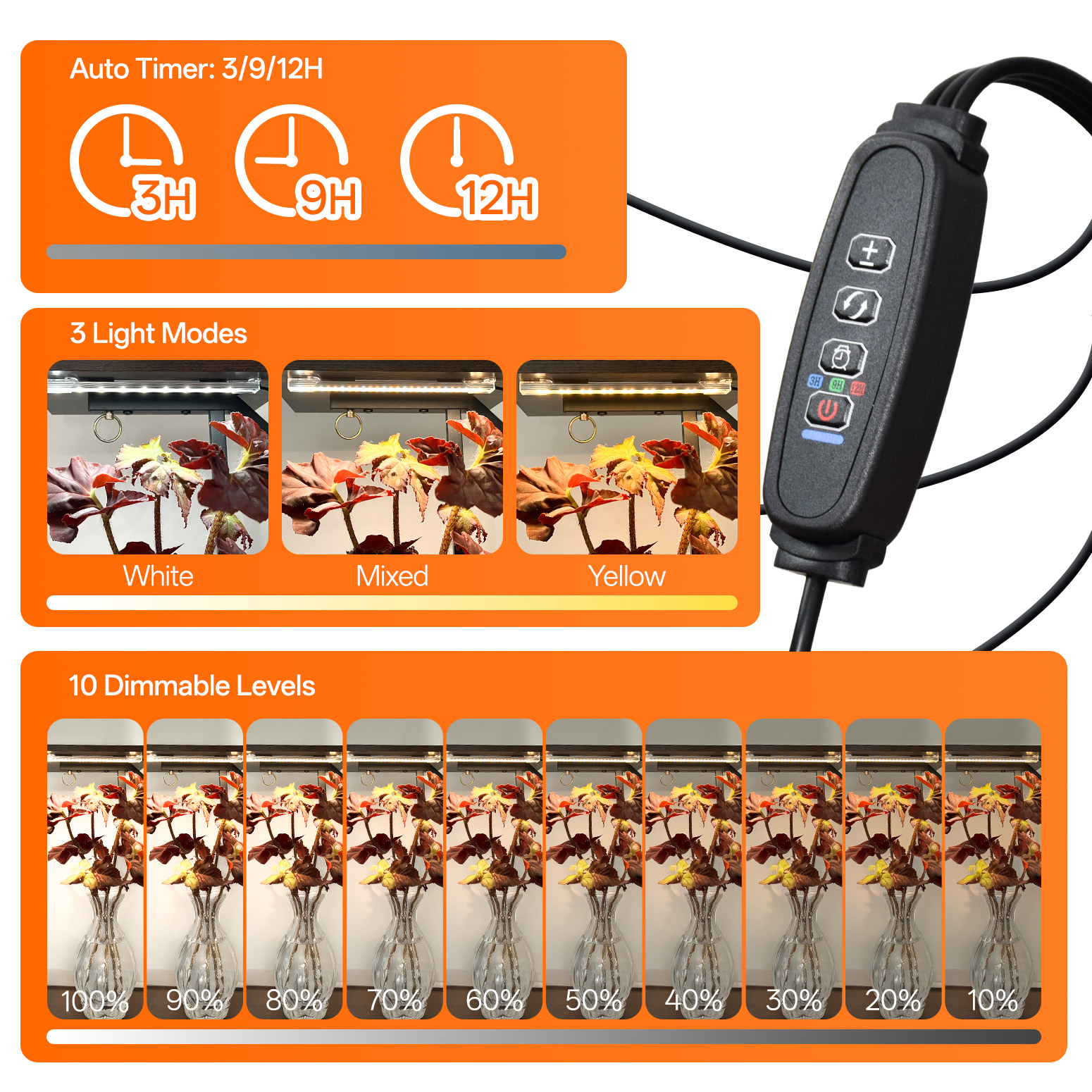 Bstrip 57 Inch 8-Tier Plant Stand with Grow Light, Wave-S Design Indoor Plant Shelf with Rust-Resistant Frame and Waterproof MDF