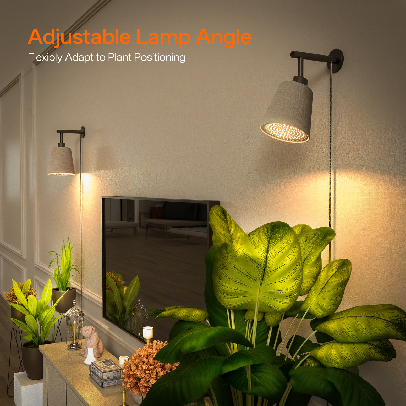 Bstrip 25W Hanging Grow Light for Indoor Plants, Full Spectrum Plant Light with 4/9/14H Timer, 3000K Decorative LED with Linen Shade, 9.8FT Cord, Wall/Ceiling Mount for Tall Plants, Flowers, Potted Trees