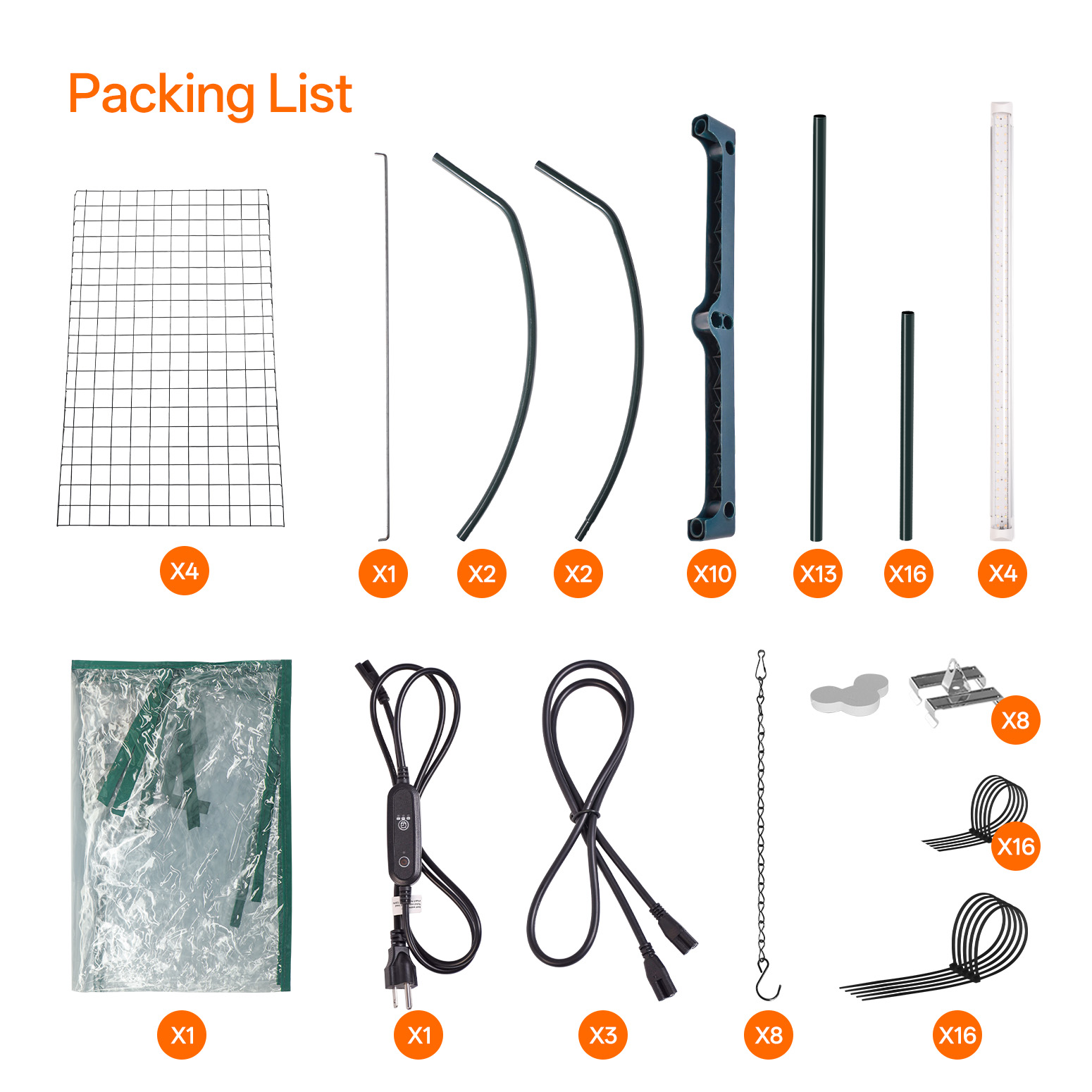 Bstrip 63" 4-Tier Indoor Greenhouse with Grow Lights, Mini Grow Tent with Timer, PVC Cover and Ventilation Windows