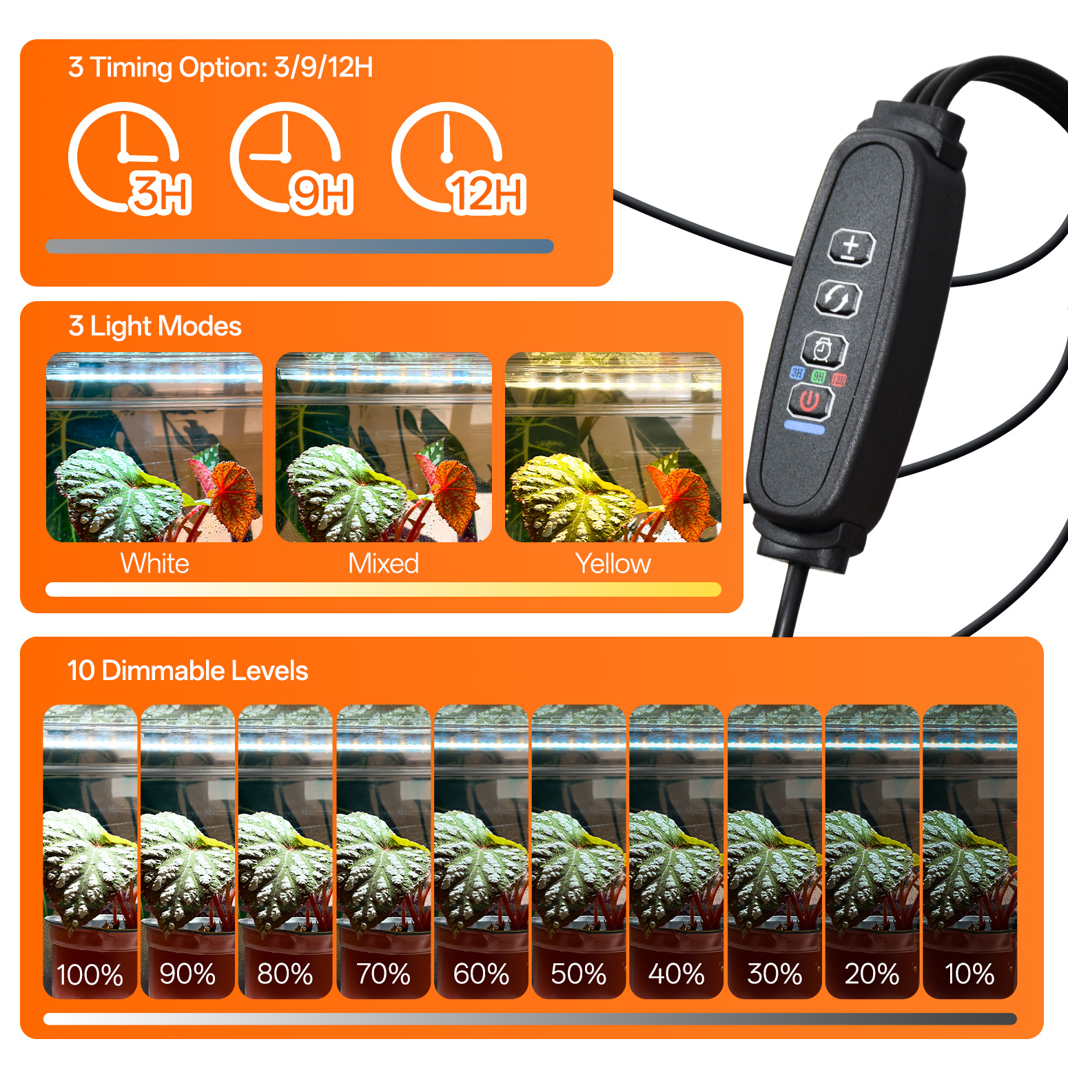 Bstrip Stackable Mini Greenhouse with Grow Light, Magnetic Humidity Control Display Case with LED Timer