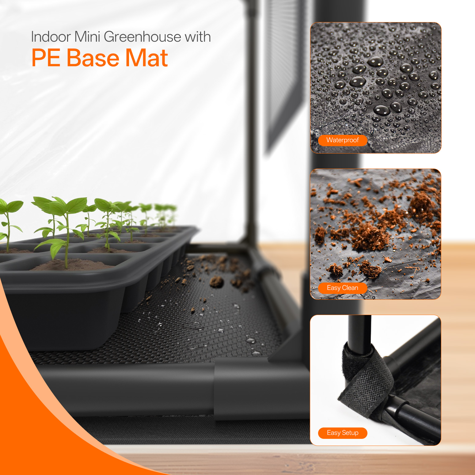 Bstrip Indoor Greenhouse with Grow Light, 23.8"x15.7"x20.5" Mini Grow Tent with 18W Full Spectrum LED Light & Timer, PE Base Mat & Ventilation Windows for Seed Starting, All-Season Indoor Gardening