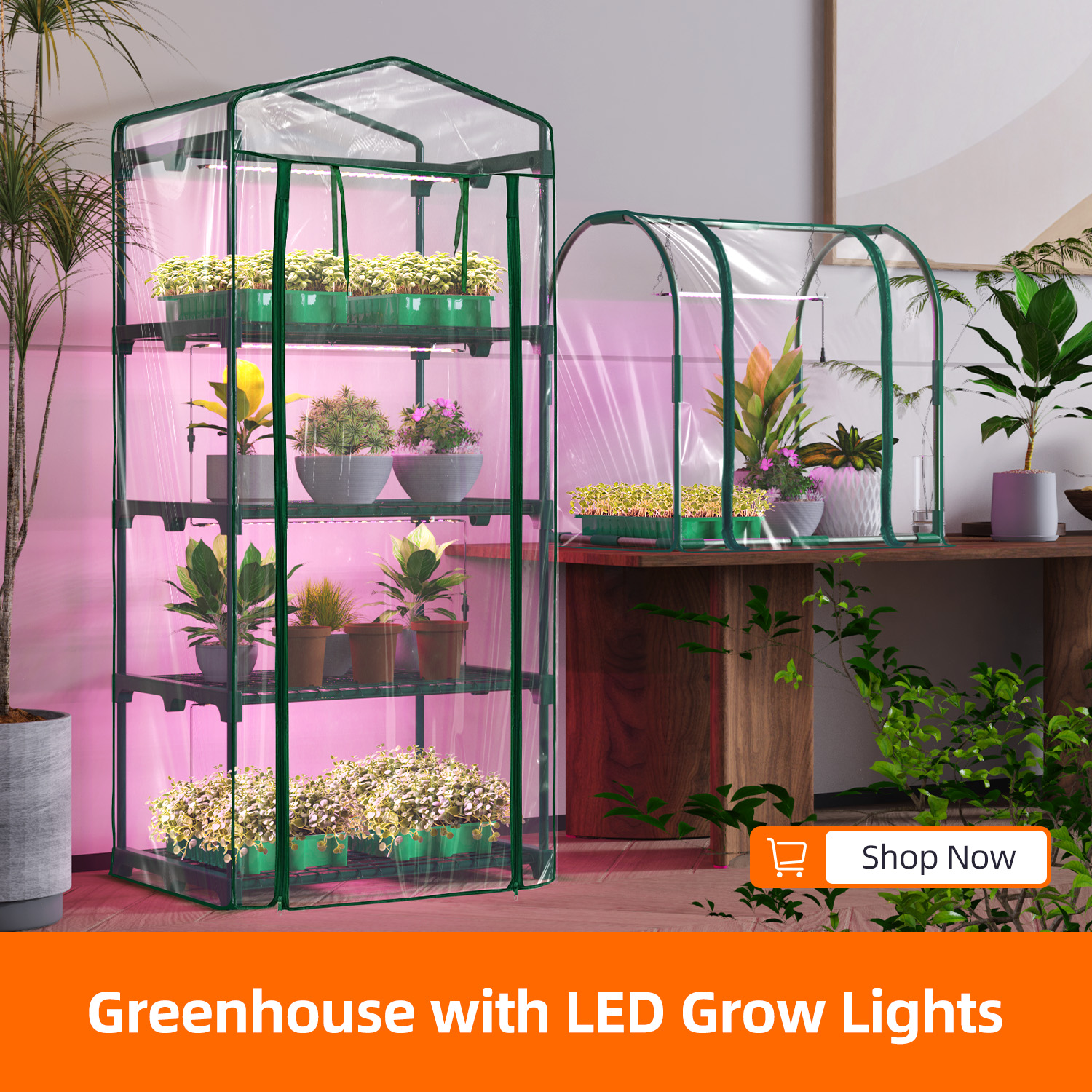 greenhouse with grow lights