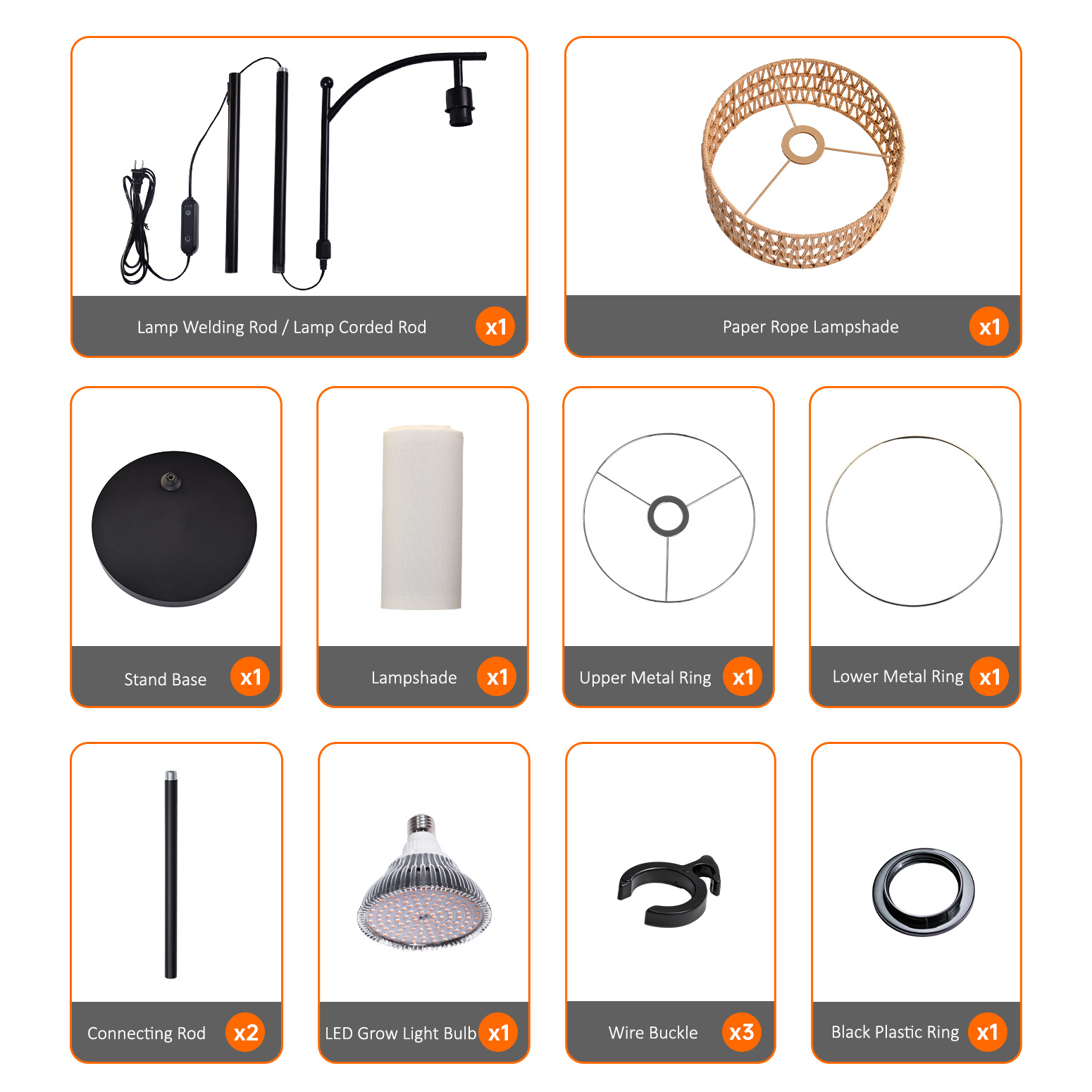 Bstrip 65-72.8 Inches Adjustable Floor Grow Light for Indoor Plants, Boho Rattan & Linen Shade Standing Lamp, 25W 3000K Full Spectrum LED Plant Light with Auto On/Off Timer, 3 Style Assembly Options