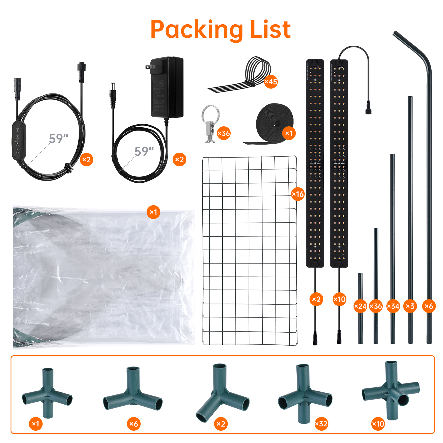 Bstrip 76.8" Walk In Greenhouse with 120W Grow Lights, Indoor Growing Tent with Dimmable LED Lights and Multi-Function Timer