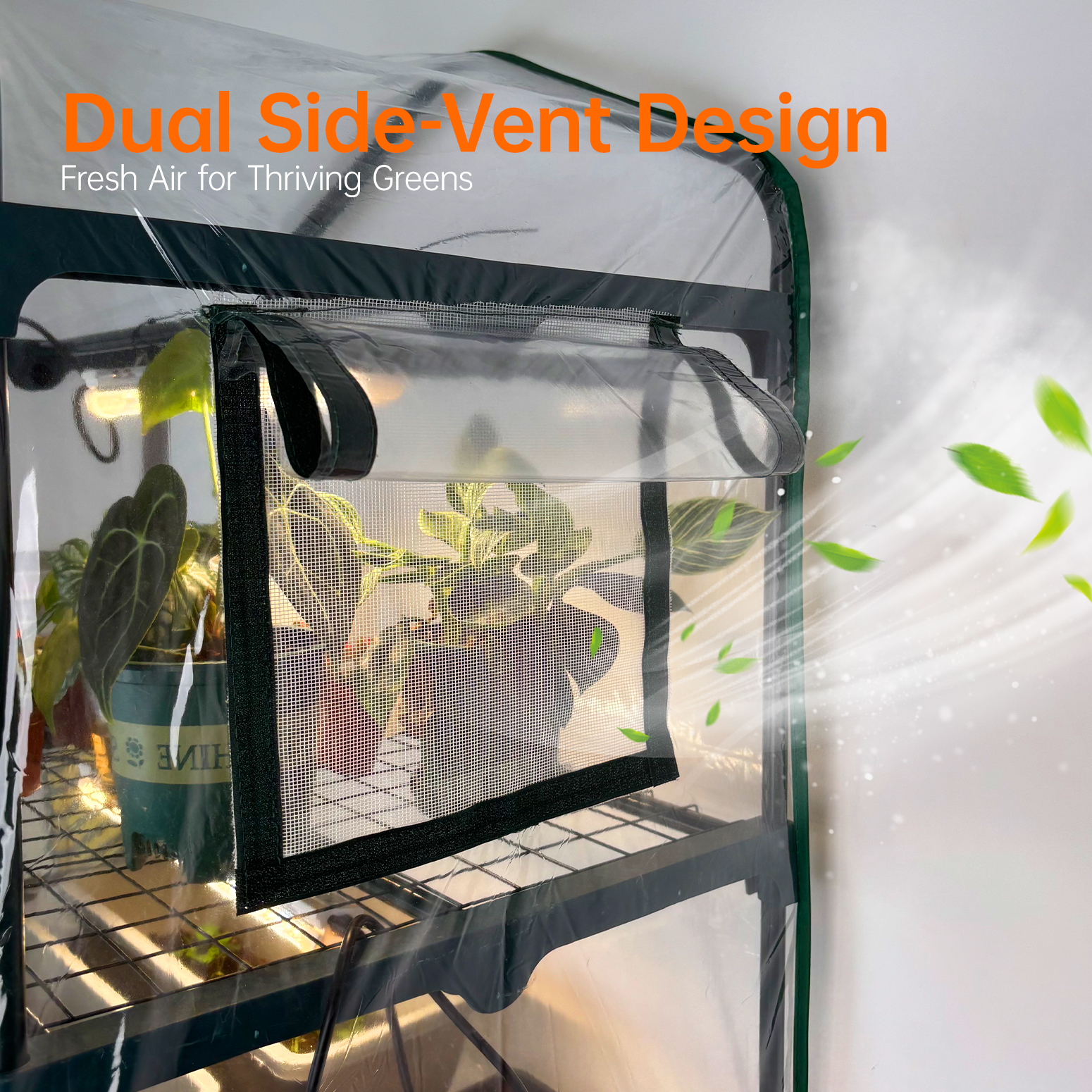 Bstrip Indoor Greenhouse with Grow Lights, 4-Tier Mini Greenhouse with PVC Tent & Waterproof Base Mat, 4Pcs T8 LED Grow Lights with Timer, Ventilation Windows & Zippered Door for Seed Starting, 27.2x19.3x61.8 Inches