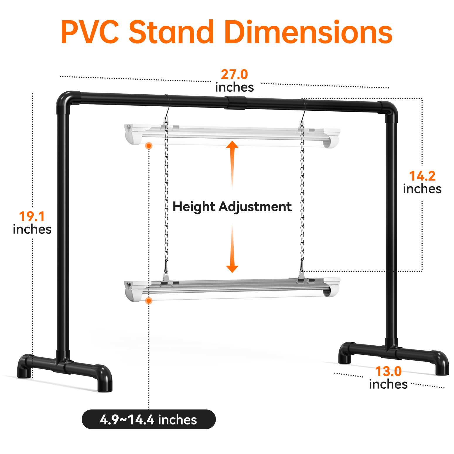 Bstrip PV1 Grow Light Stand, 18W Full Spectrum LED Plant Light with Adjustable Height Stand, 88 LEDs Tabletop Seed Starting Light System, Compact Indoor Grow Lamp Kit for Herbs, Flowers & Houseplants (27" x 13" x 19.1")