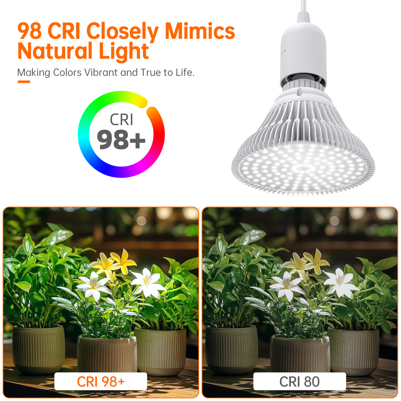 Bstrip 50W Dual Head Hanging Grow Light with Timer for Indoor Plants, 2x25W Full Spectrum Bulbs, 16.4FT Cord with Independent Switches, Ceiling Light for Tall Houseplants & Seed Starting