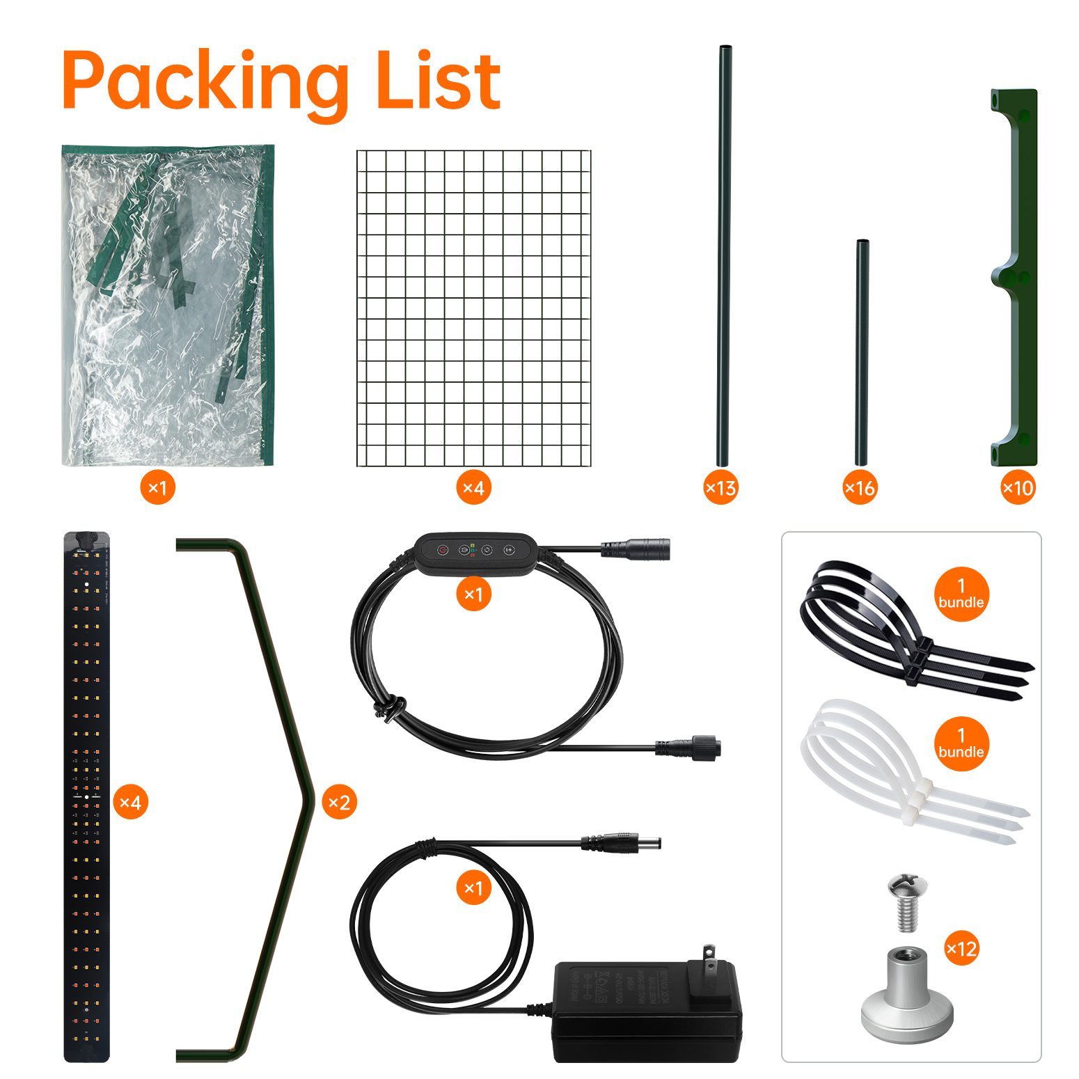 Bstrip Indoor Greenhouse with Grow Lights, 4 Tier 61.8" Mini Greenhouse with Zippered PVC Cover, Four 15W Full Spectrum LED Plant Lights with Timer, Dimmable Grow Light for Seed Starting Trays and Indoor Plants