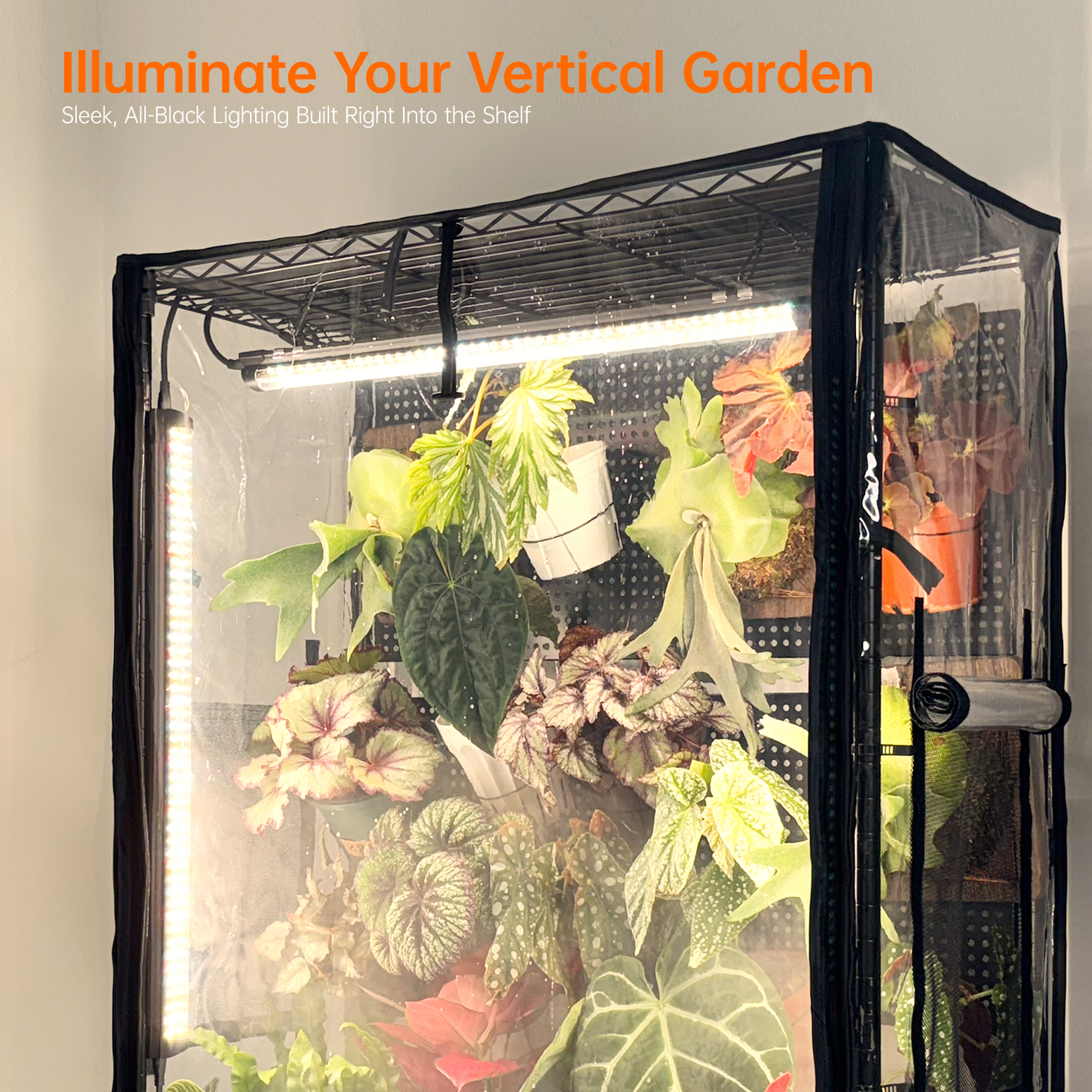 Bstrip 59" Indoor Greenhouse with Grow Light and Pegboard, Mini Greenhouse with EVA Cover and 4x24W Full Spectrum LED Lights