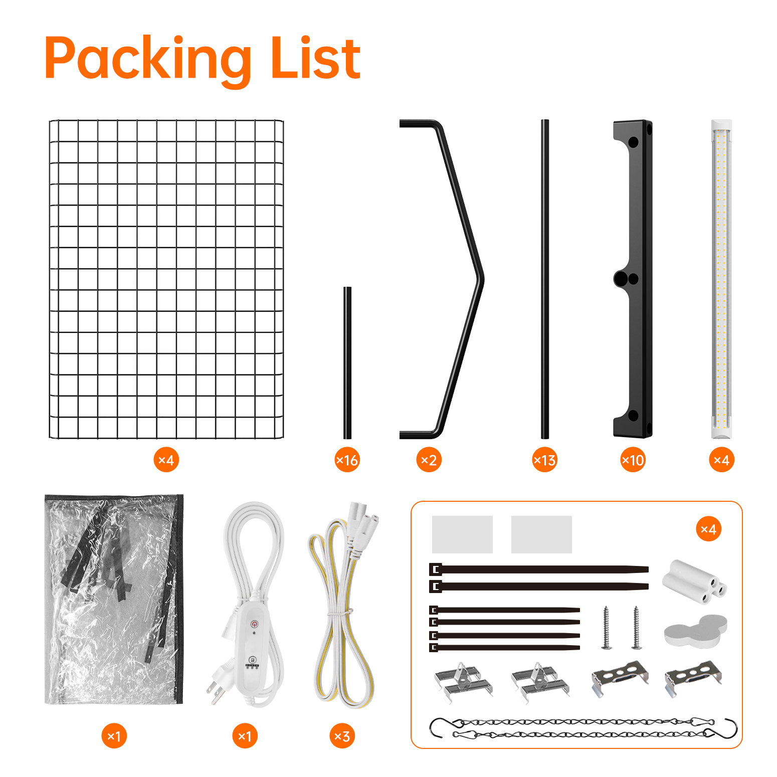 Bstrip Indoor Greenhouse with Grow Lights, 4-Tier Mini Greenhouse with 4 Pack 20W Full Spectrum Plant Lights, Timer Function & PVC Cover, 61.8" Plant Shelf for Seed Starting, Indoor Gardening, 27.2"x19.9"x61.8"