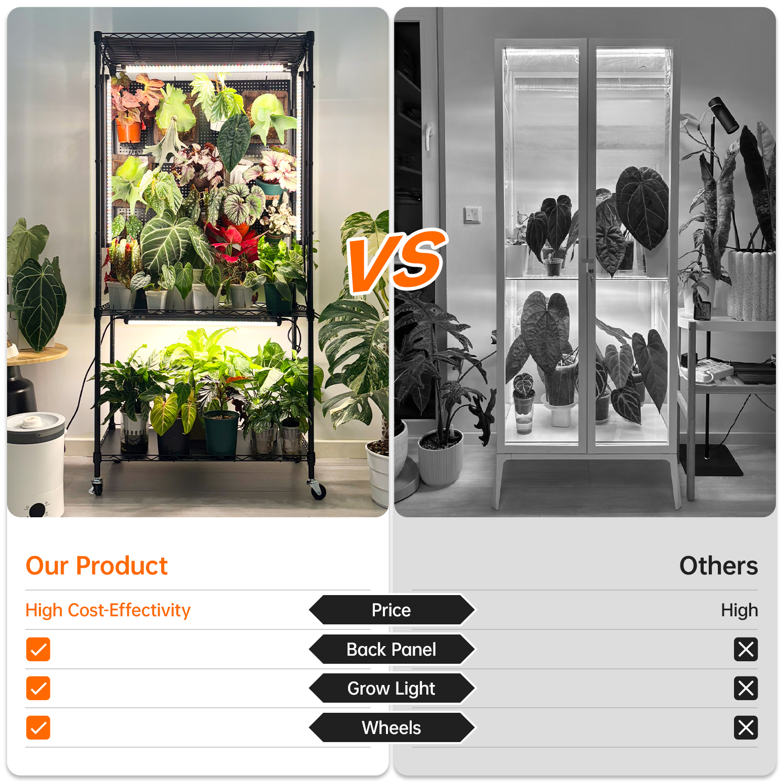 Bstrip 59" Plant Shelf with Grow Light and Pegboard, Adjustable Metal Plant Stand with 4x24W Full Spectrum LED Lights and Timer