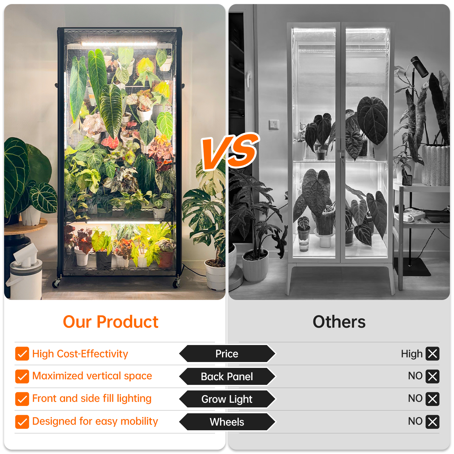 Bstrip 71" Indoor Greenhouse with Grow Light and 4 Pegboards, Vertical Gardening Cabinet with EVA Cover and Full Spectrum LED Lights