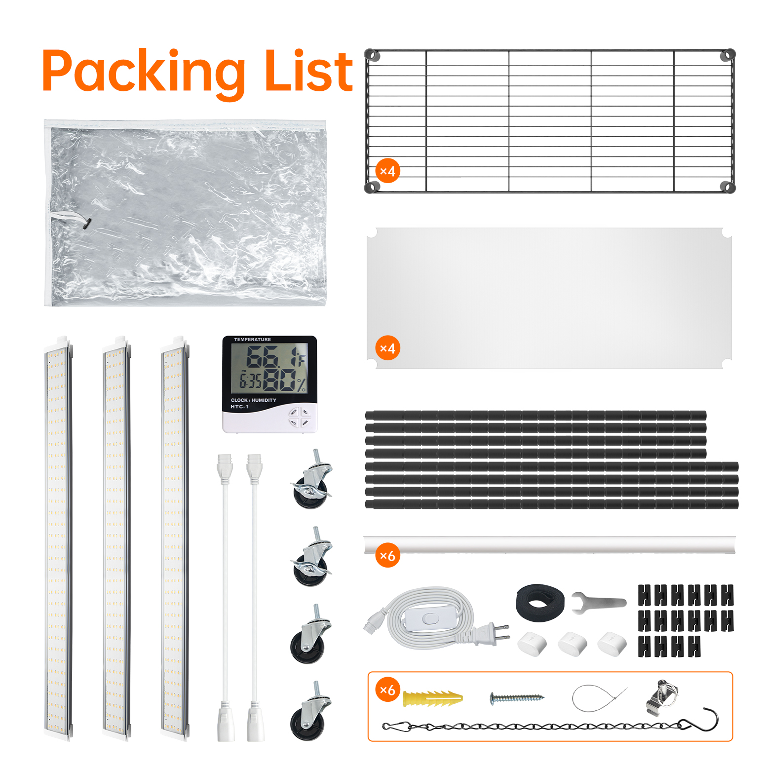 Bstrip Indoor Greenhouse with Grow Light, 59" Plant Stand with 3 Pack Full Spectrum LED Plant Lights, Portable Greenhouse Tent with Adjustable Light Height & Wheels for Indoor Gardening, Seed Starting, Year-Round Cultivation