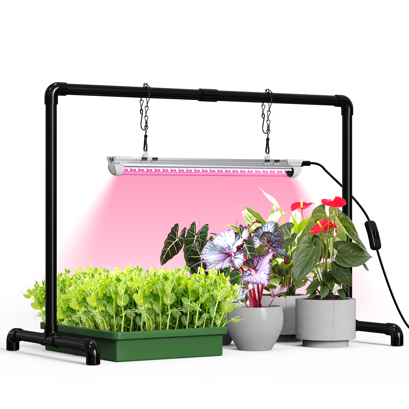 Bstrip PV1 Grow Light Stand, 18W Full Spectrum LED Plant Light with Adjustable Height Stand, 88 LEDs Tabletop Seed Starting Light System, Compact Indoor Grow Lamp Kit for Herbs, Flowers & Houseplants (27" x 13" x 19.1")
