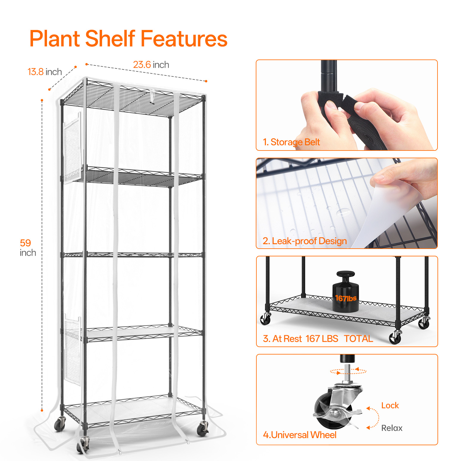 Bstrip 59" Indoor Greenhouse with 4x24W Grow Lights, Mini Grow Tent with EVA Cover & Timer for Seed Starting