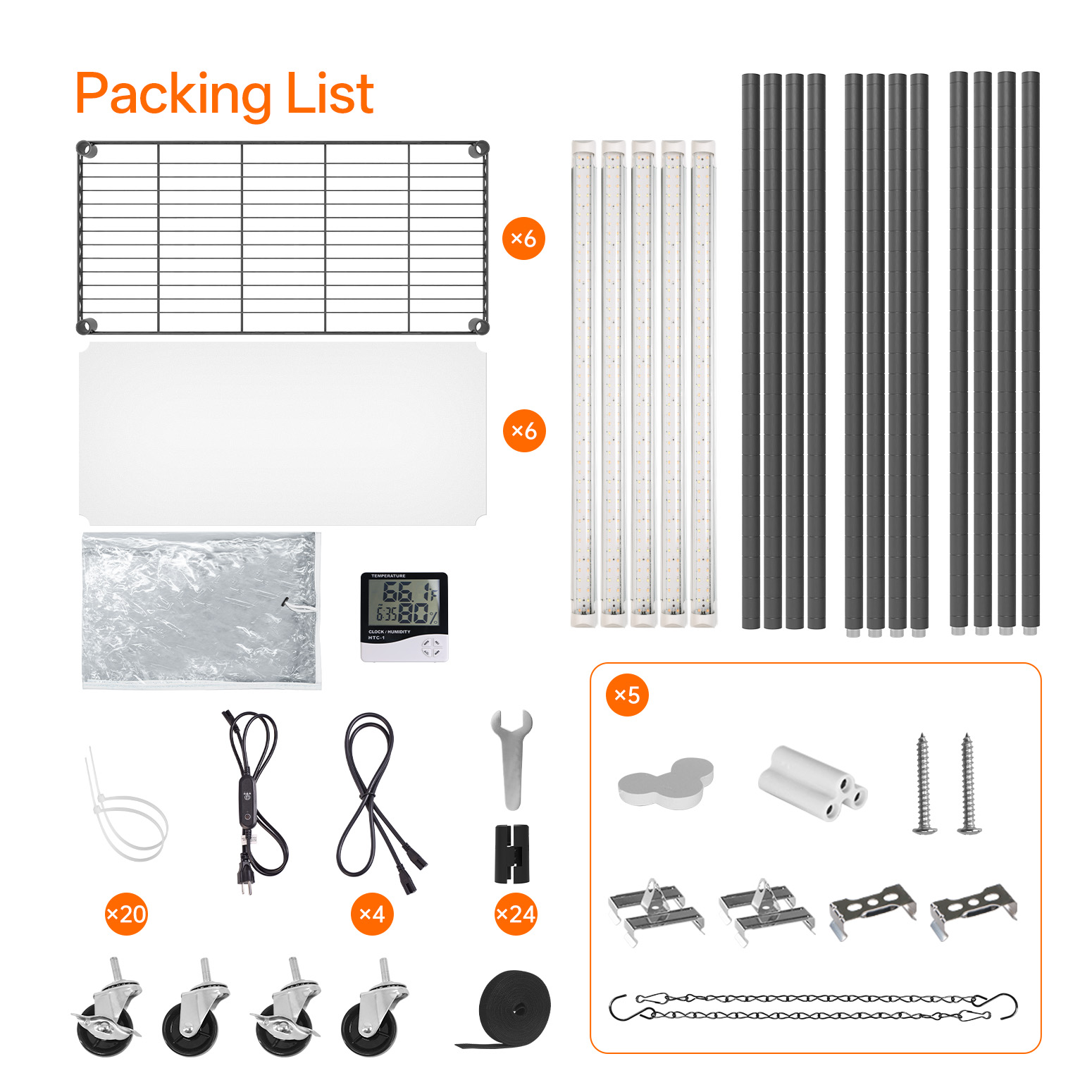Bstrip 59" Indoor Greenhouse with 4x24W Grow Lights, Mini Grow Tent with EVA Cover & Timer for Seed Starting and Plant Growth