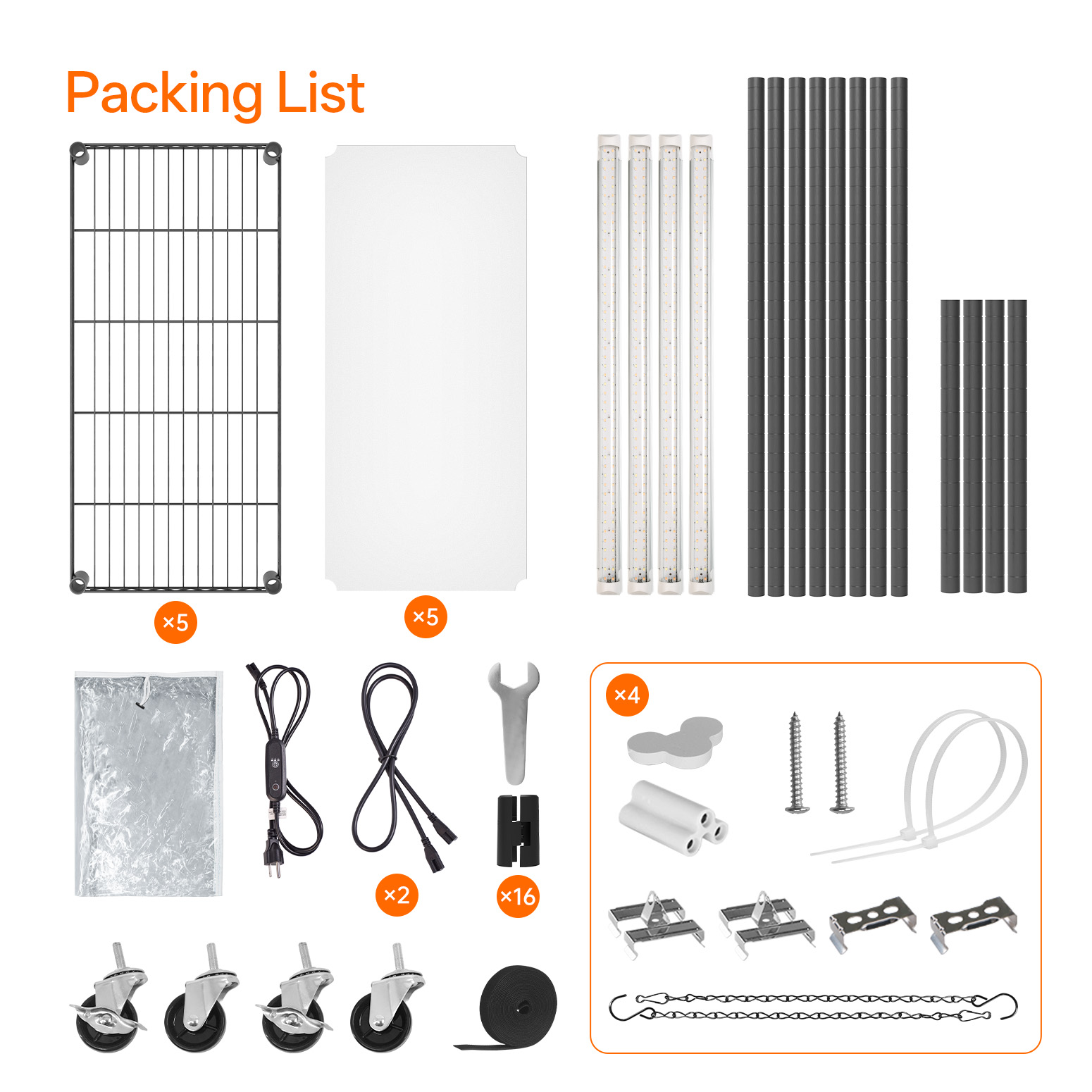 Bstrip 59" Indoor Greenhouse with 4x24W Grow Lights, Mini Grow Tent with EVA Cover & Timer for Seed Starting