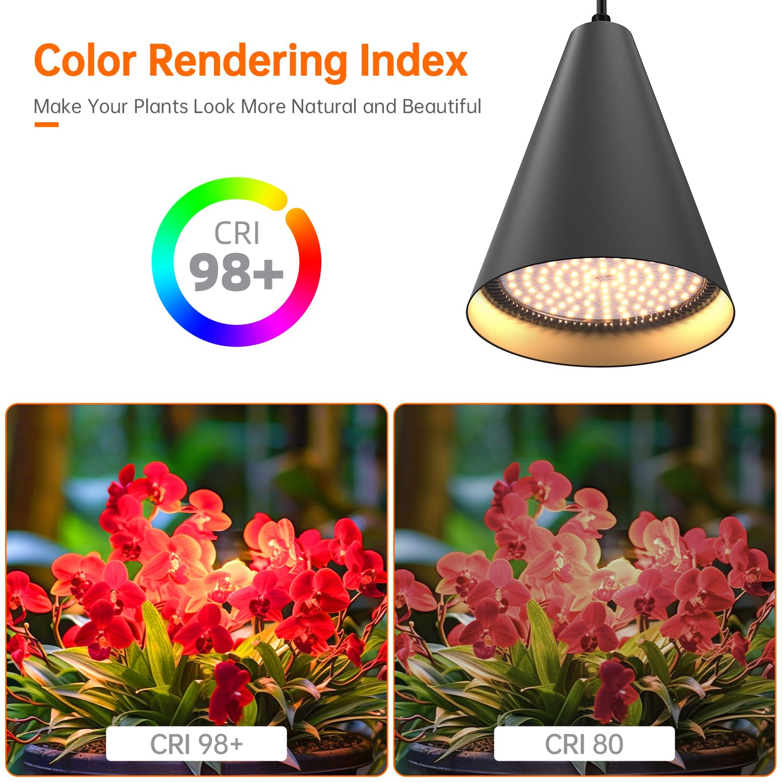 Hanging Grow Lights, Full Spectrum Hanging Plant Lights for Indoor Plants, 25W Black Grow Light Bulbs with 16.4FT Power Cord, 3000K Grow Light for Indoor Plant with Timer for Garden, Flowers