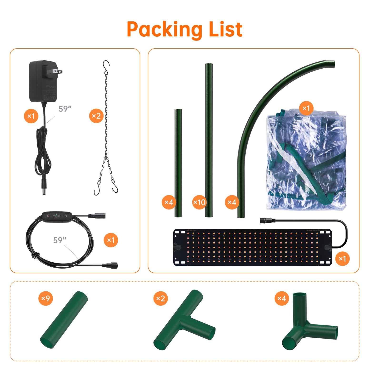 Mini Indoor Greenhouse with Grow Lights, 27.2"L X 19.9"W X 27.2"H Desktop Small Greenhouse with Zippered Door and PVC Cover for Seed Starting, 1.6FT 18W Plant Light for Indoor Plants with Timer