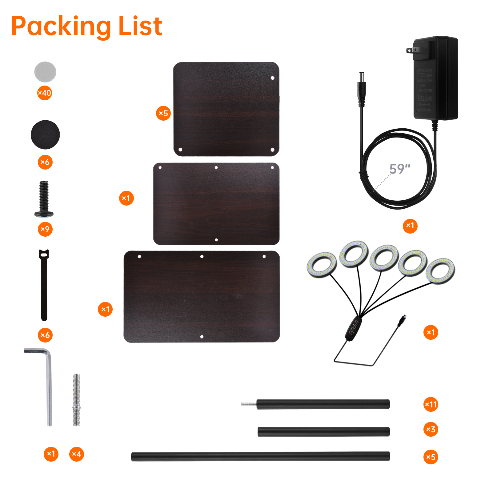 Bstrip Plant Stand with Grow Light, 53 Inch High Indoor Plant Shelf with 5 Full Spectrum LED Plant Lights, 7 Tier Metal and Wood Flower Stand with Adjustable Brightness & Timer, Rectangular Plant Rack for Home Corner Decor