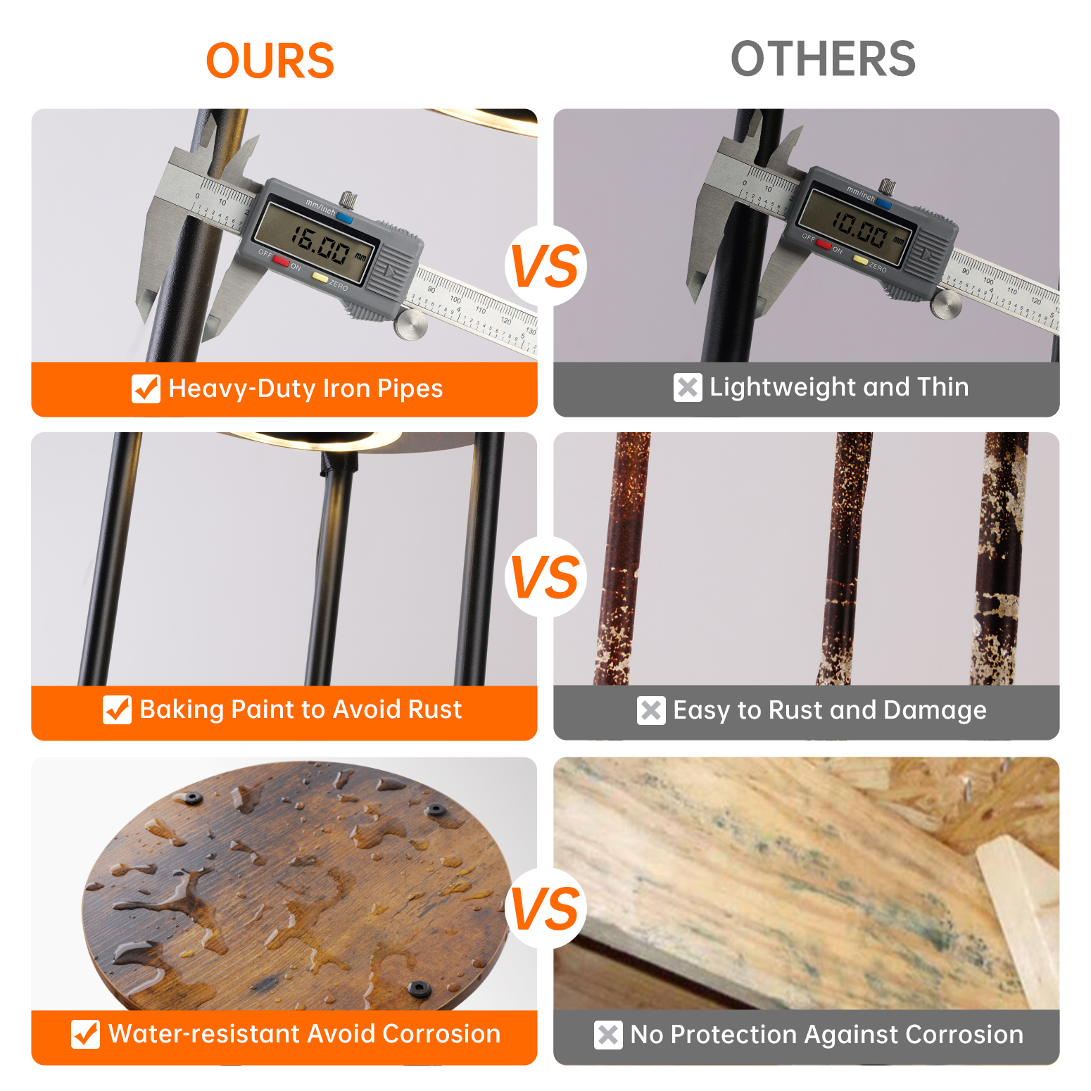 Bstrip Plant Stand with Grow Light, 50 Inch High Indoor Plant Shelf with 4 Full Spectrum LED Plant Lights, 6 Tier Metal and Wood Flower Stand with Adjustable Brightness & Timer, Double-Row Plant Rack for Home Corner Decor