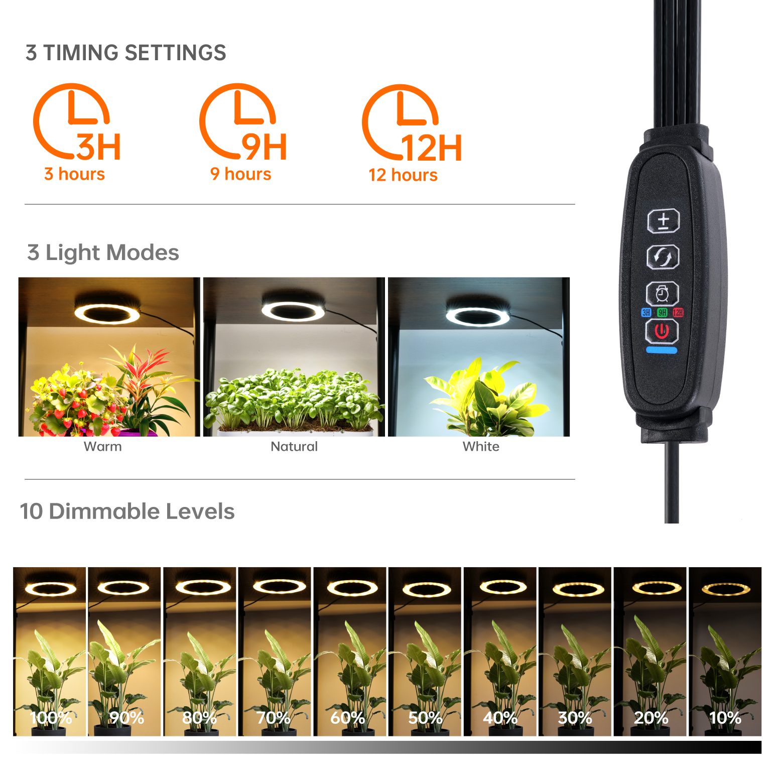 Bstrip Plant Stand with Grow Light, 66 Inch Tall Indoor Plant Shelf with 4 Full Spectrum LED Plant Lights, 5 Tier Metal and Wood Flower Stand with Adjustable Brightness & Timer, Plant Rack for Home Corner Decor