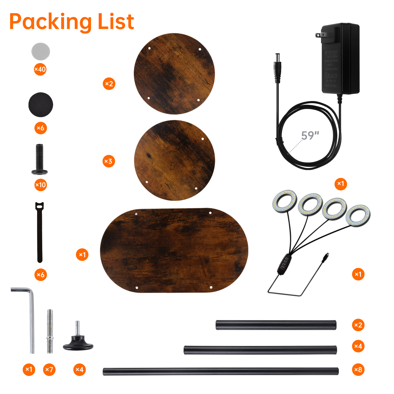 Bstrip Plant Stand with Grow Light, 50 Inch High Indoor Plant Shelf with 4 Full Spectrum LED Plant Lights, 6 Tier Metal and Wood Flower Stand with Adjustable Brightness & Timer, Double-Row Plant Rack for Home Corner Decor