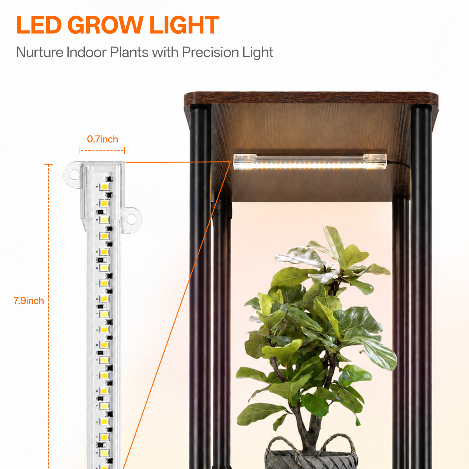 Bstrip 6-Tier Tall Plant Stand with Grow Lights, 70.8" Indoor Plant Shelf with Full Spectrum Dimmable LED Lights, 3 Light Modes & 3/9/12H Timer, Corner Flower Stand for Indoor Plants & Home Décor