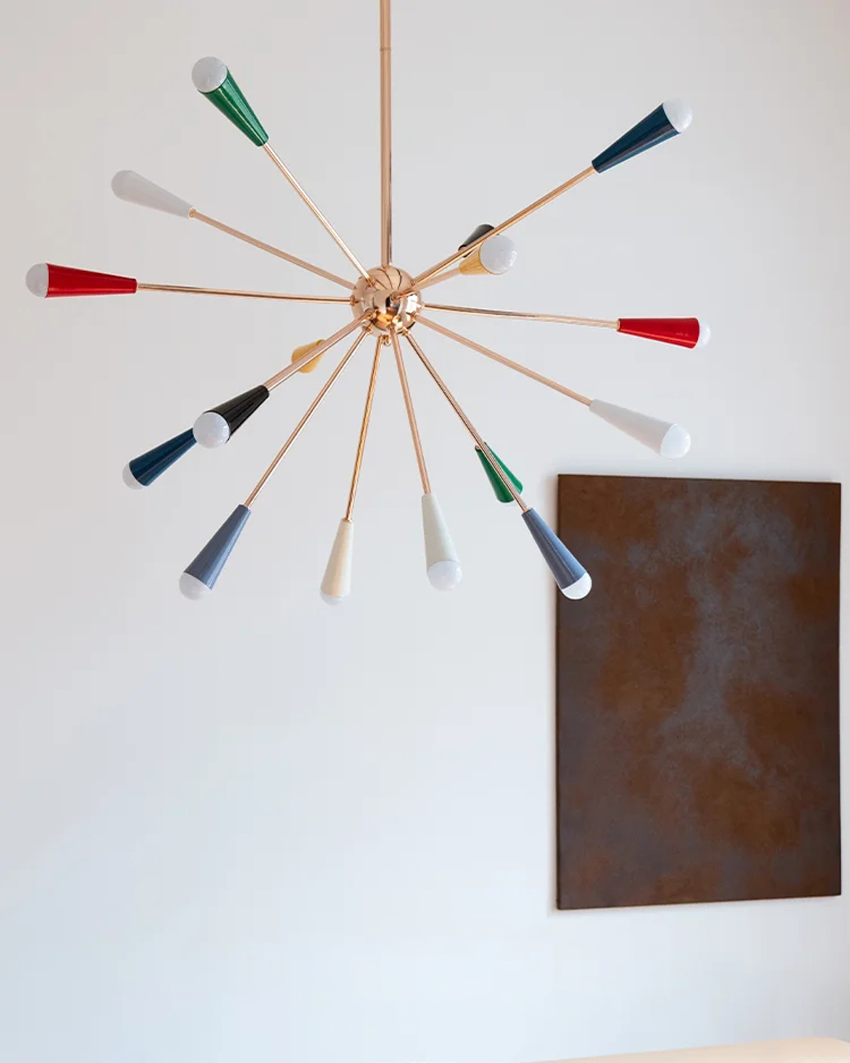 Sputnik Firework Brass Chandelier