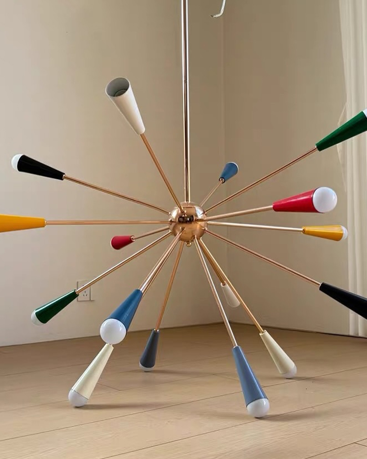 Sputnik Firework Brass Chandelier