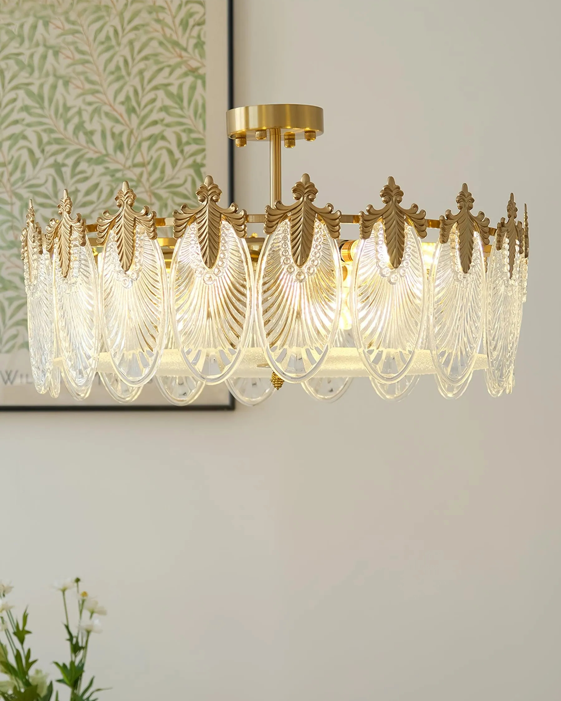 Decorative Pattern Glass Round Chandelier