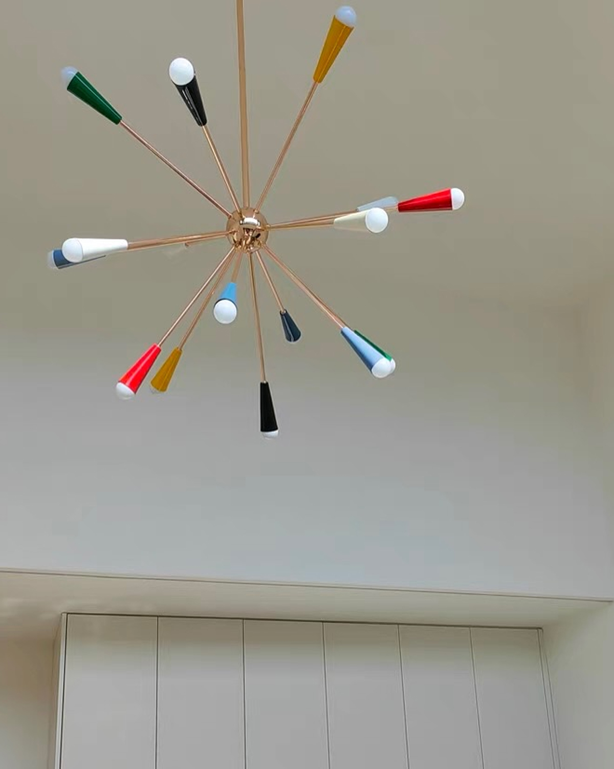 Sputnik Firework Brass Chandelier