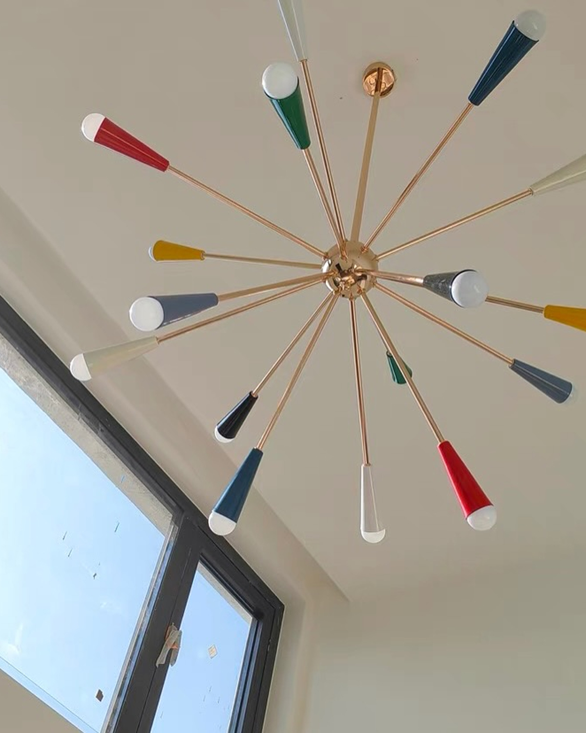 Sputnik Firework Brass Chandelier