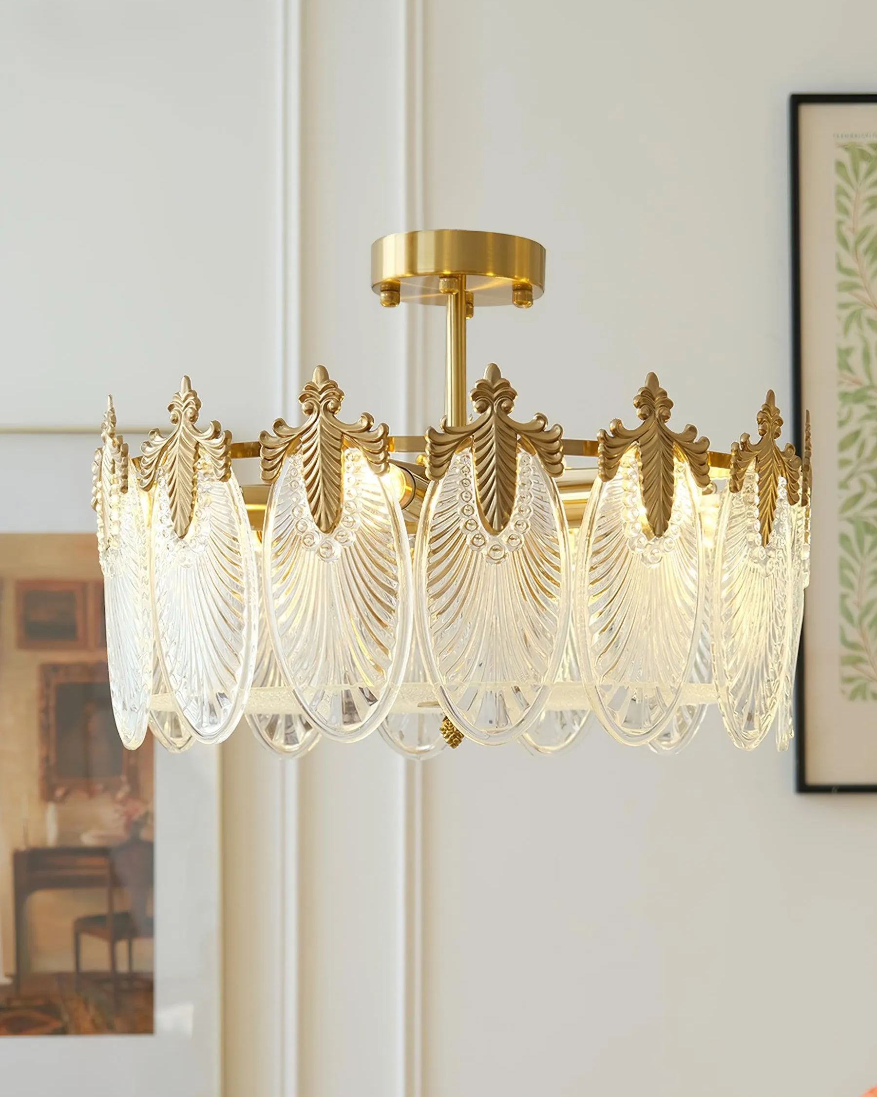 Decorative Pattern Glass Round Chandelier