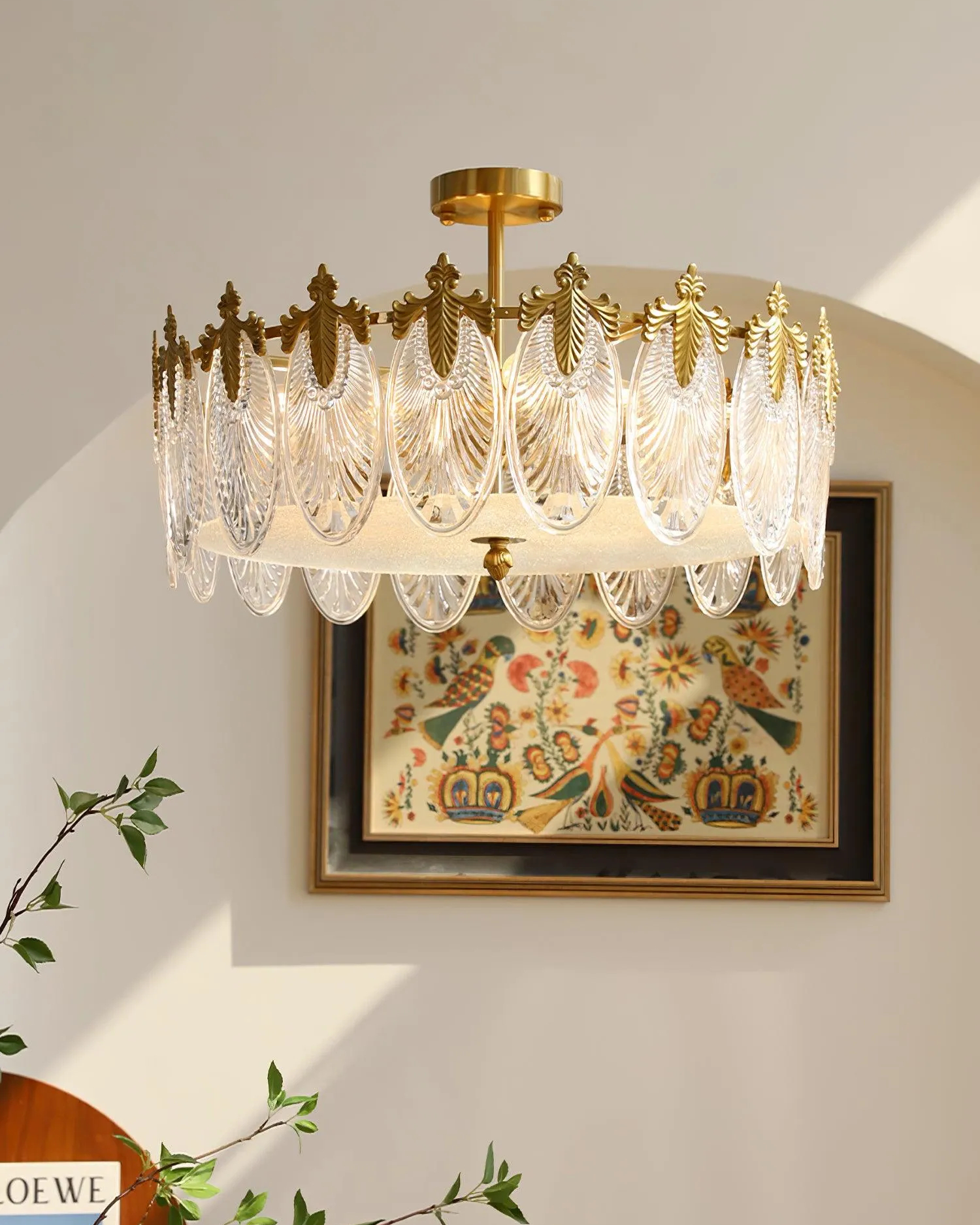 Decorative Pattern Glass Round Chandelier