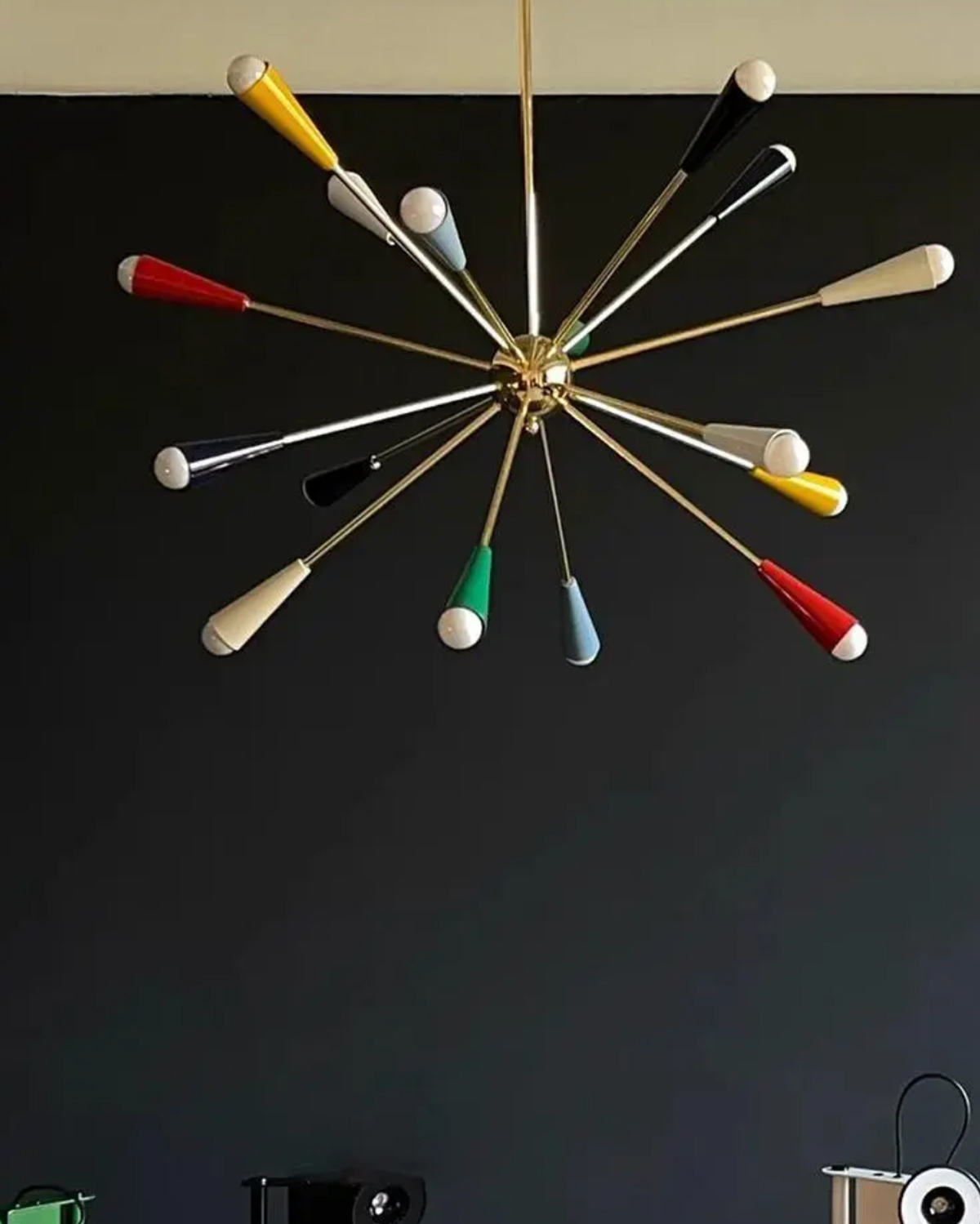 Sputnik Firework Brass Chandelier