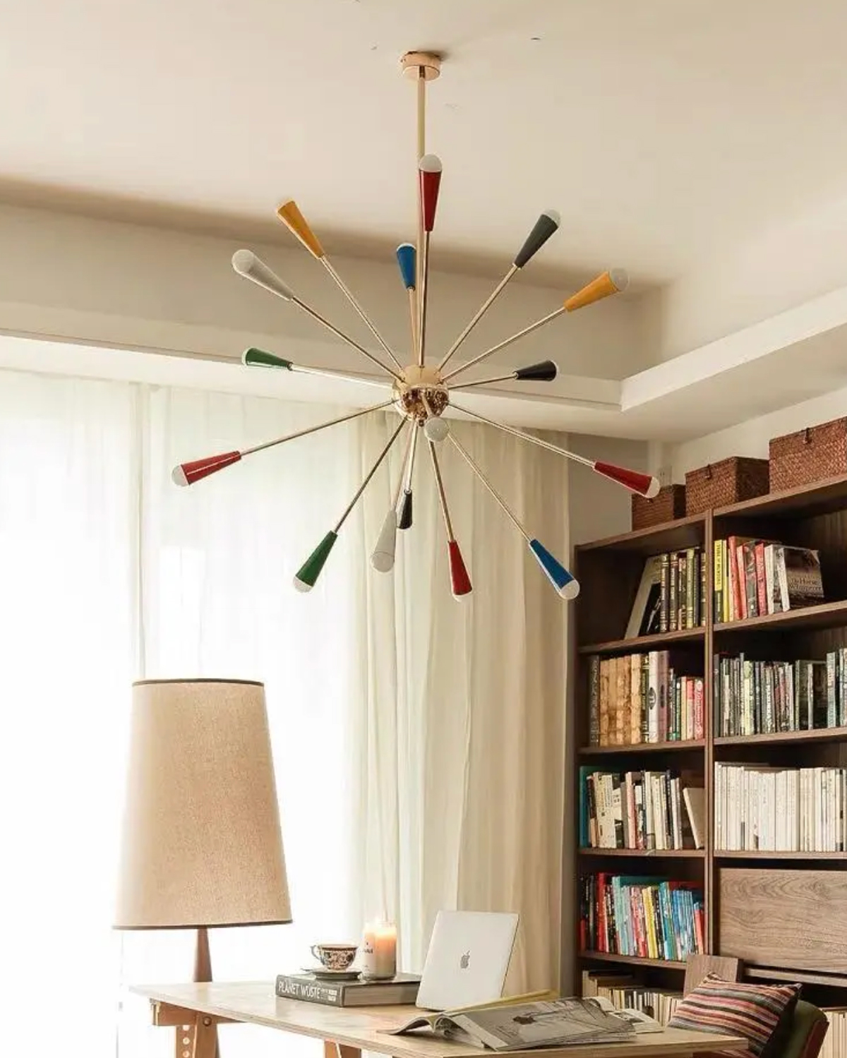 Sputnik Firework Brass Chandelier