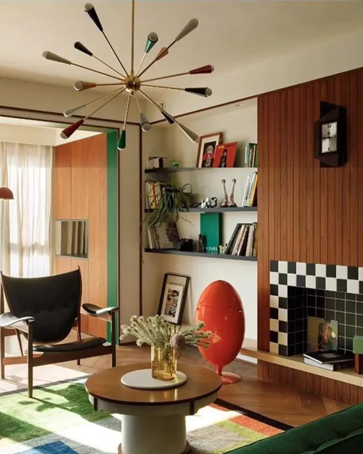 Sputnik Firework Brass Chandelier